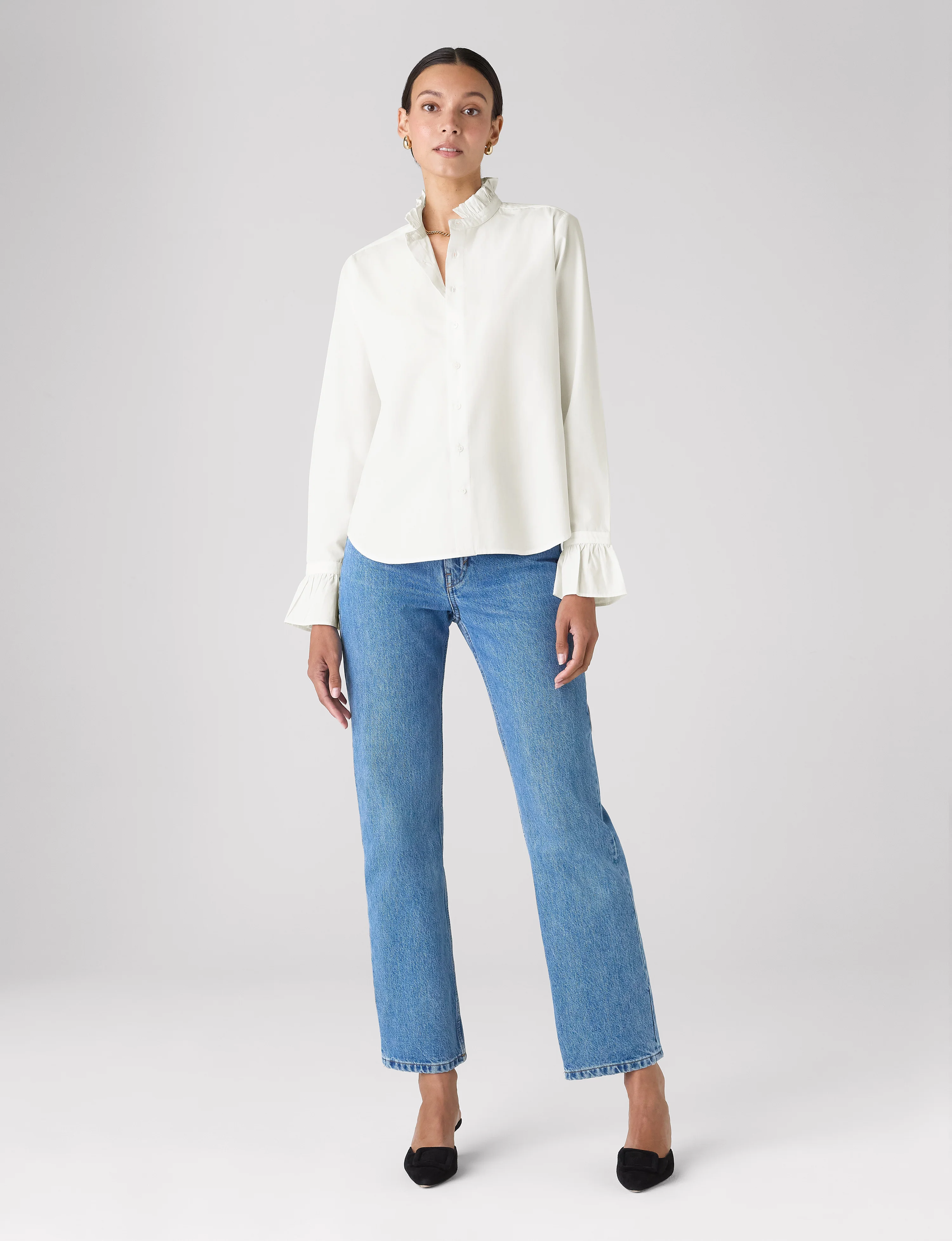 Kew Blouse: Fine Poplin, White - With Nothing Underneath