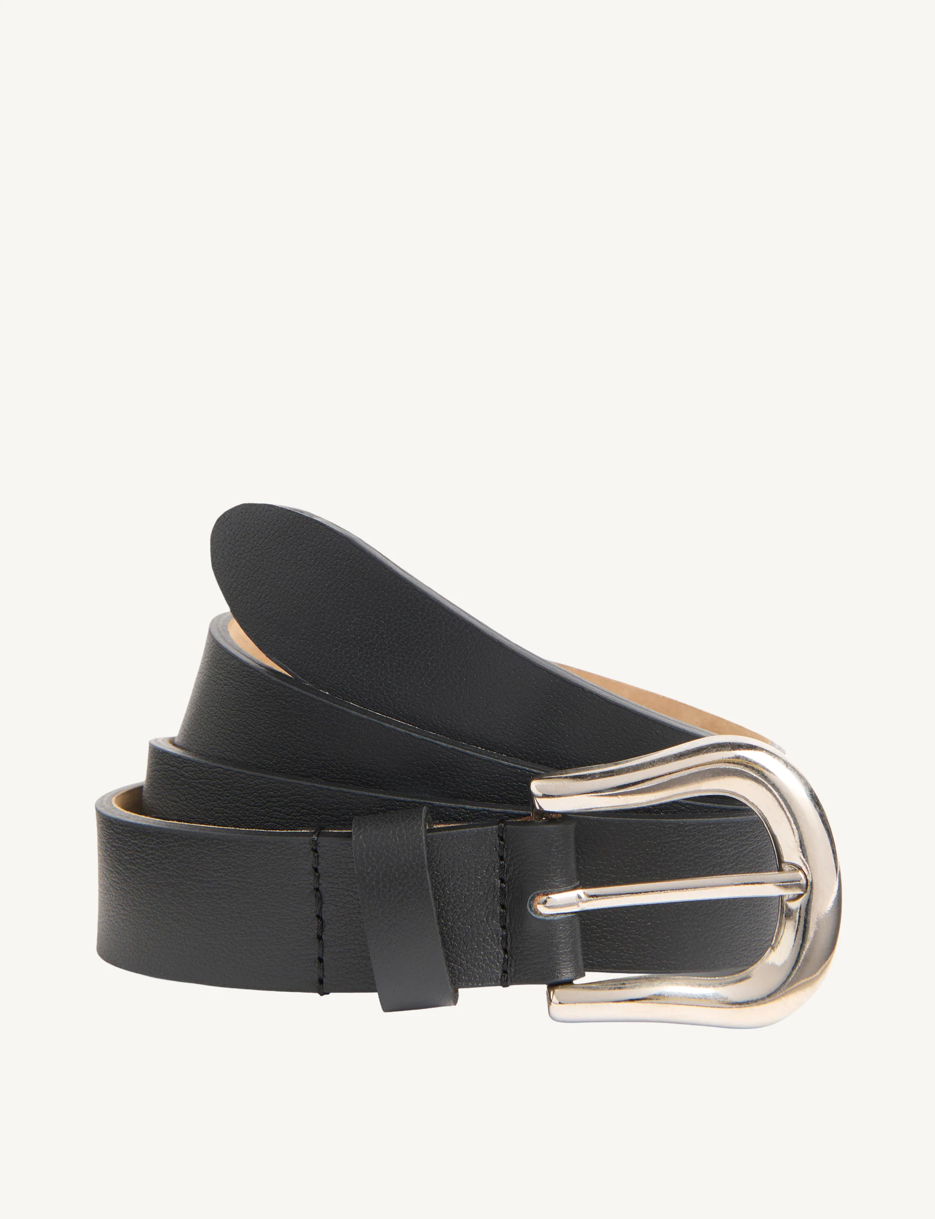 Stirrup Belt: Matte Leather, Black with Silver - With Nothing Underneath