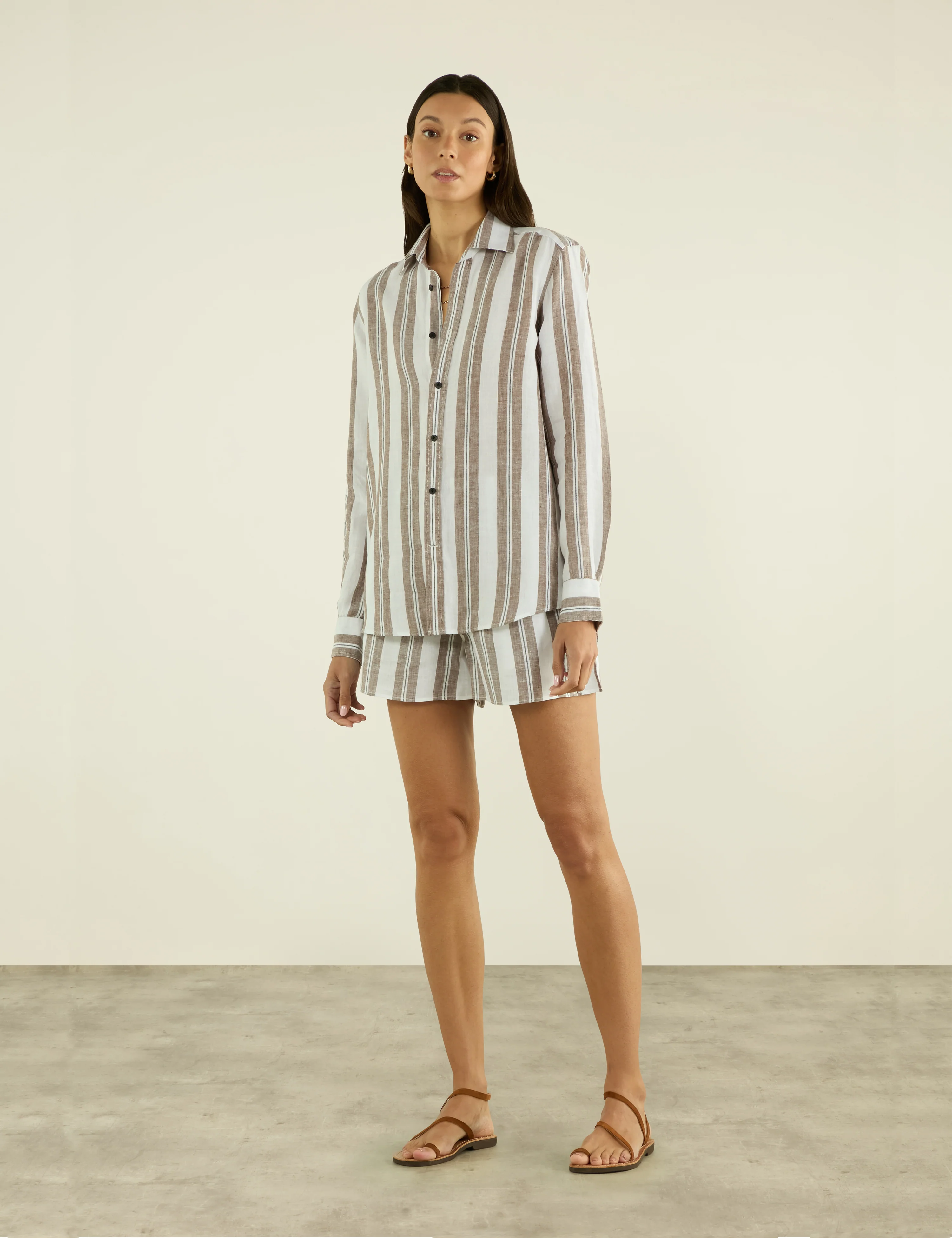 The Boxer: Linen, Mocha and Black Multi Stripe - With Nothing Underneath