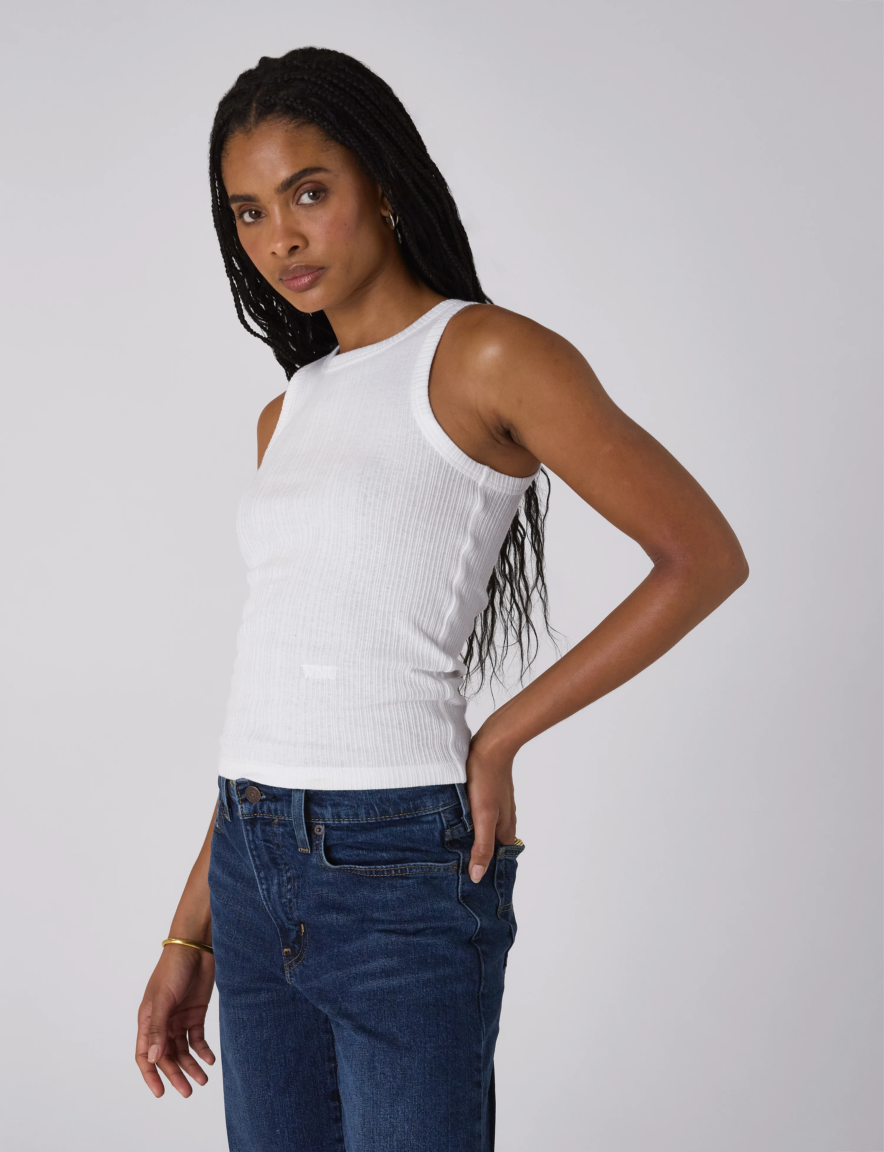 Carnaby Tank: Cotton Textured Rib, Off-White - With Nothing Underneath