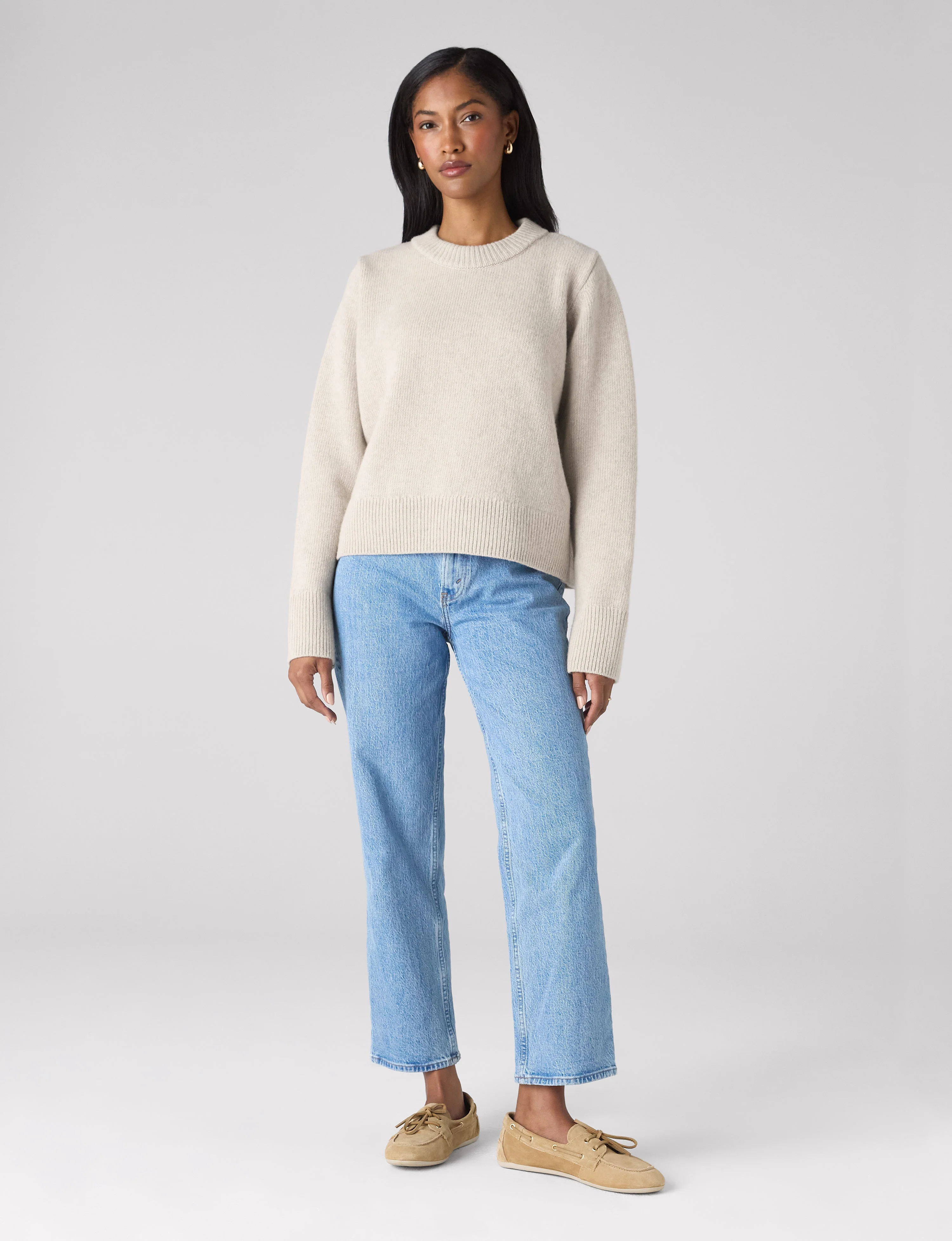 Devon Jumper: Wool, Oatmeal - With Nothing Underneath
