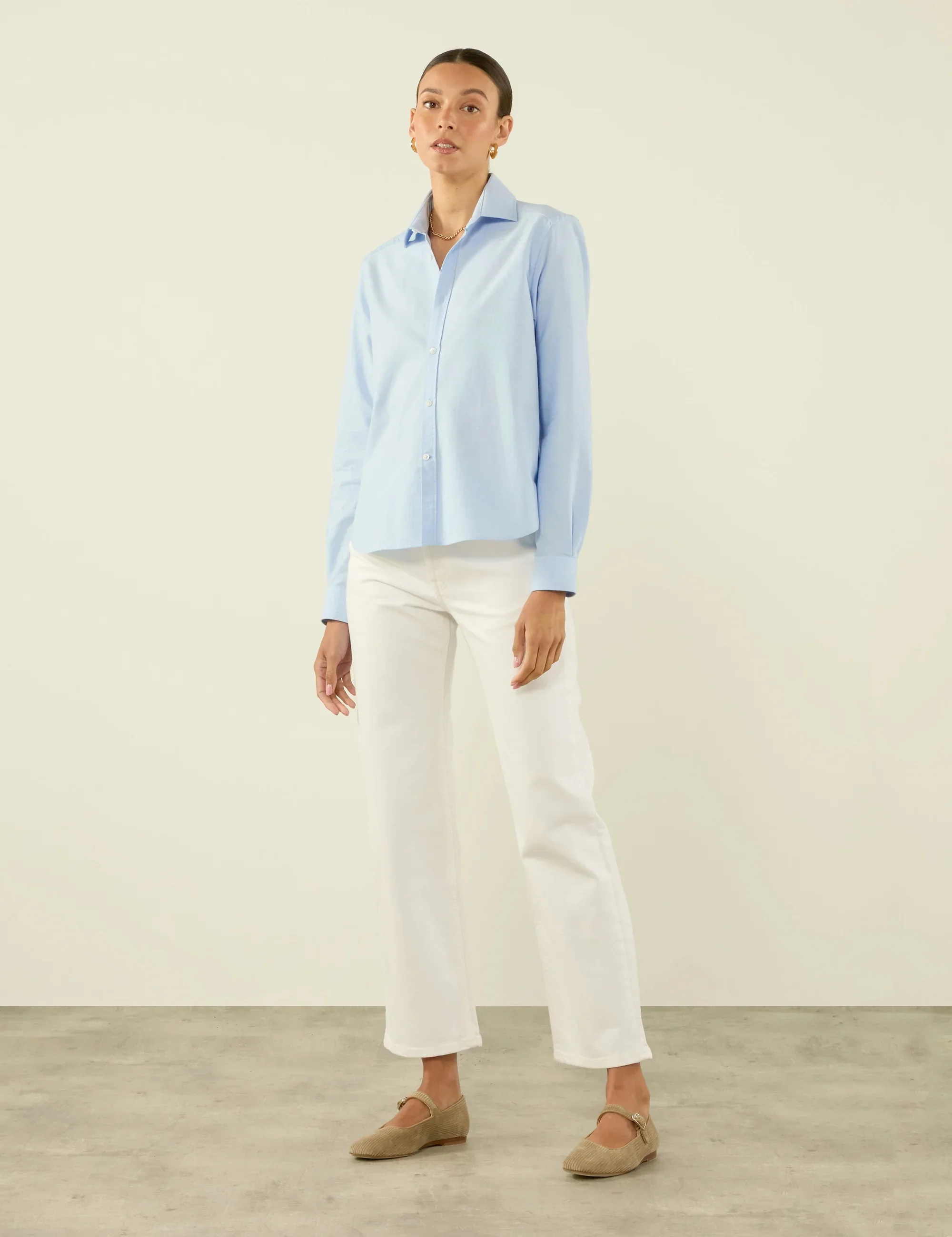 The Classic: Oxford, Celeste Blue - With Nothing Underneath