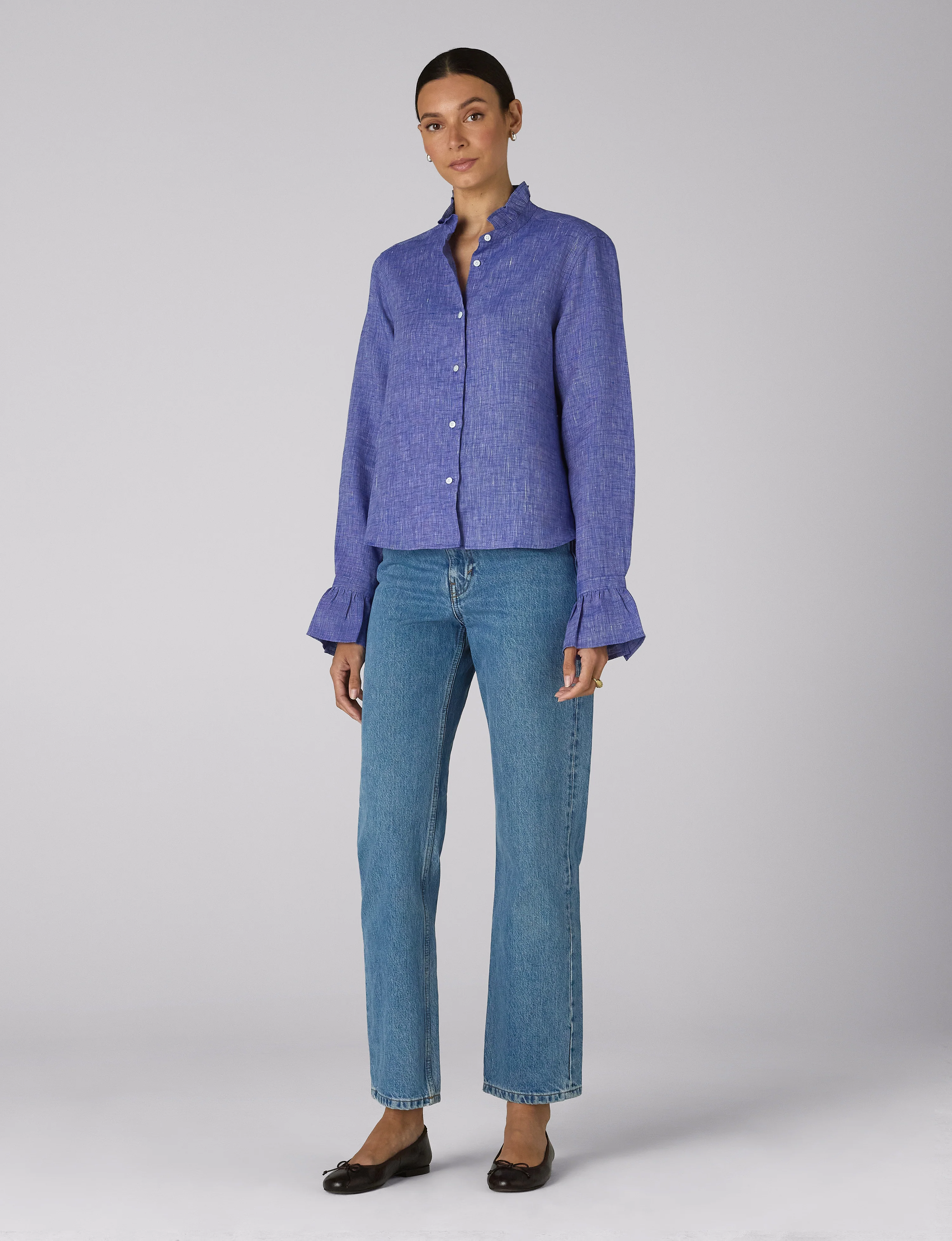 Kew Blouse: Linen, Lapis Blue - With Nothing Underneath
