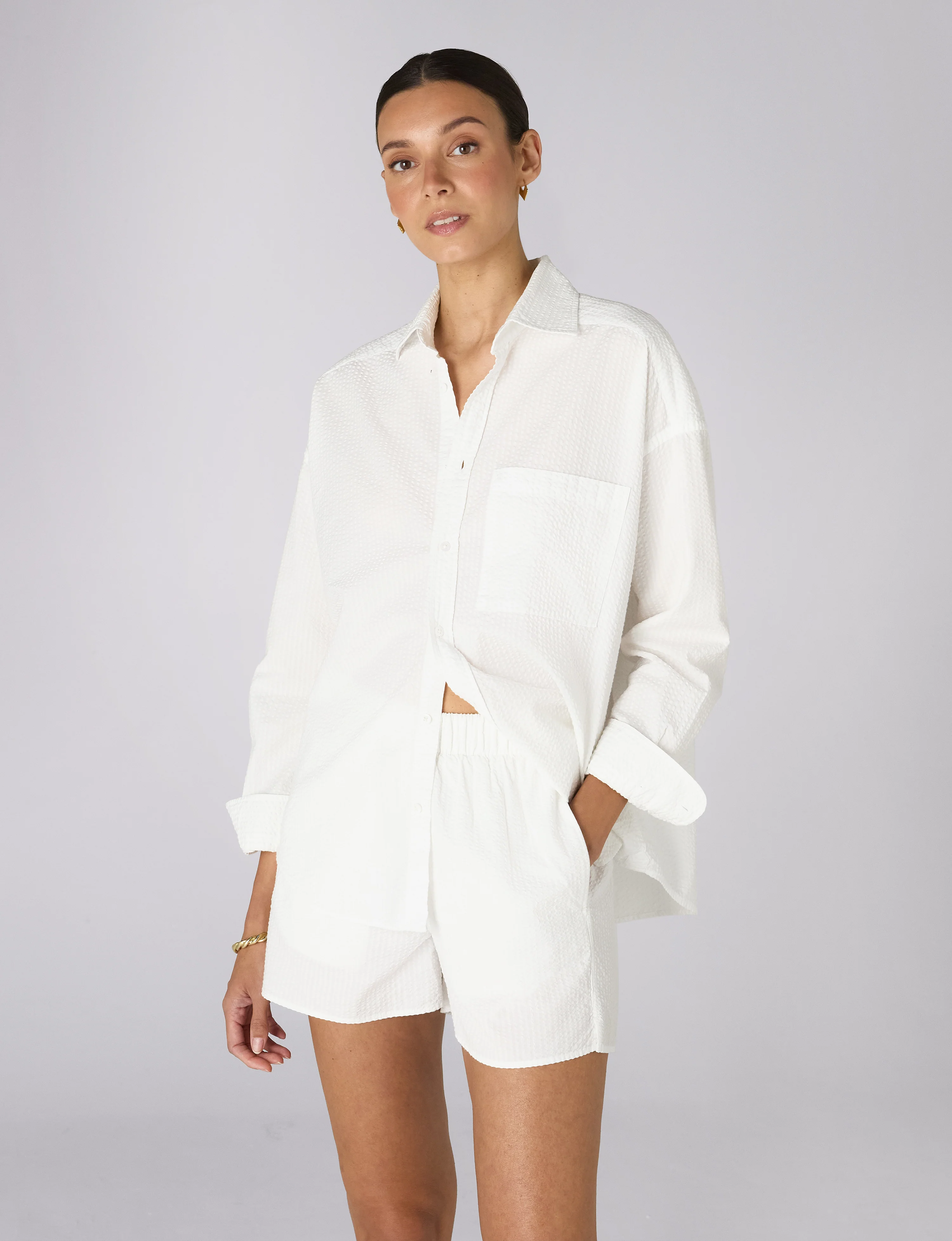 The Weekend: Seersucker, White - With Nothing Underneath
