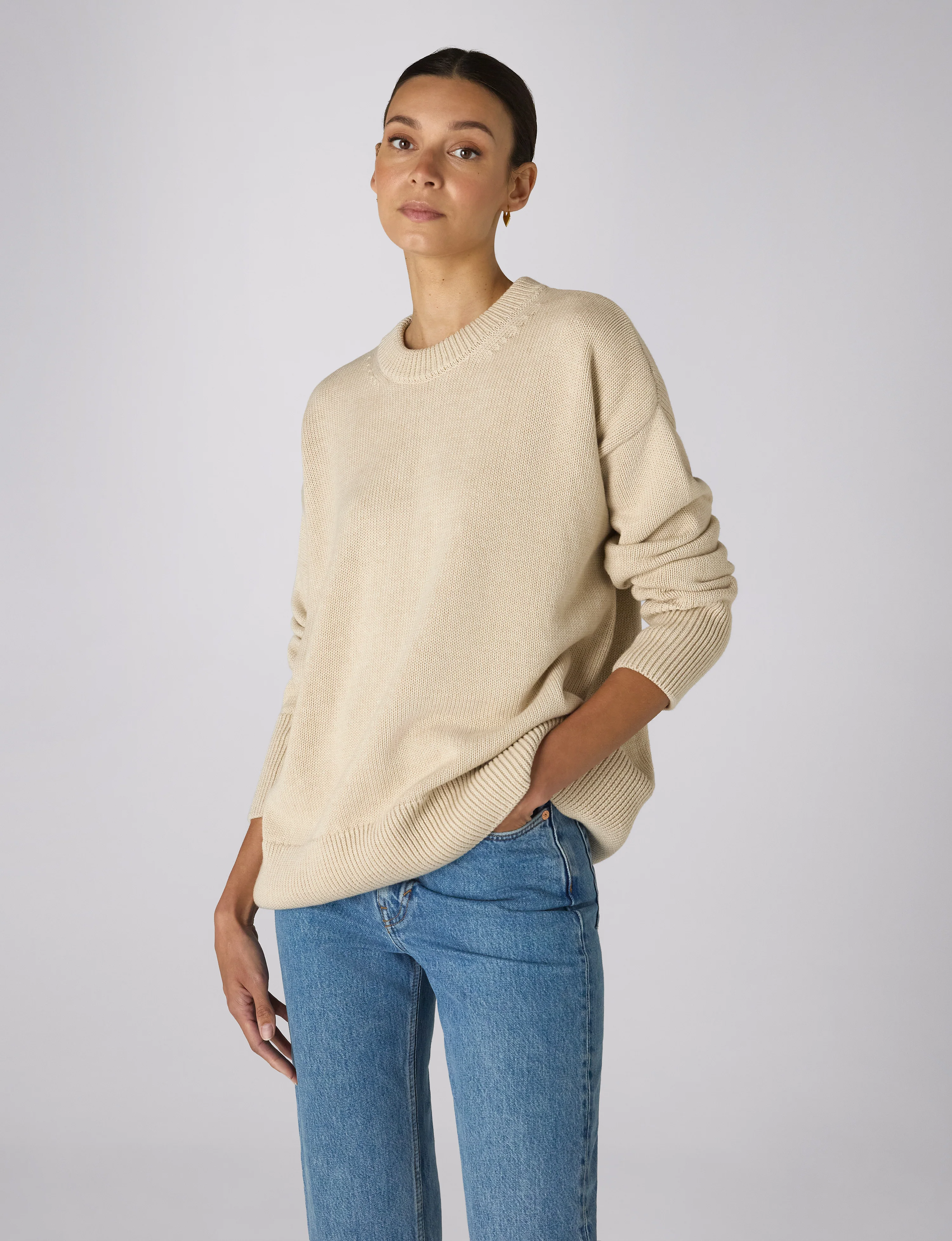 Cornwall Jumper: Cotton, Oatmeal - With Nothing Underneath