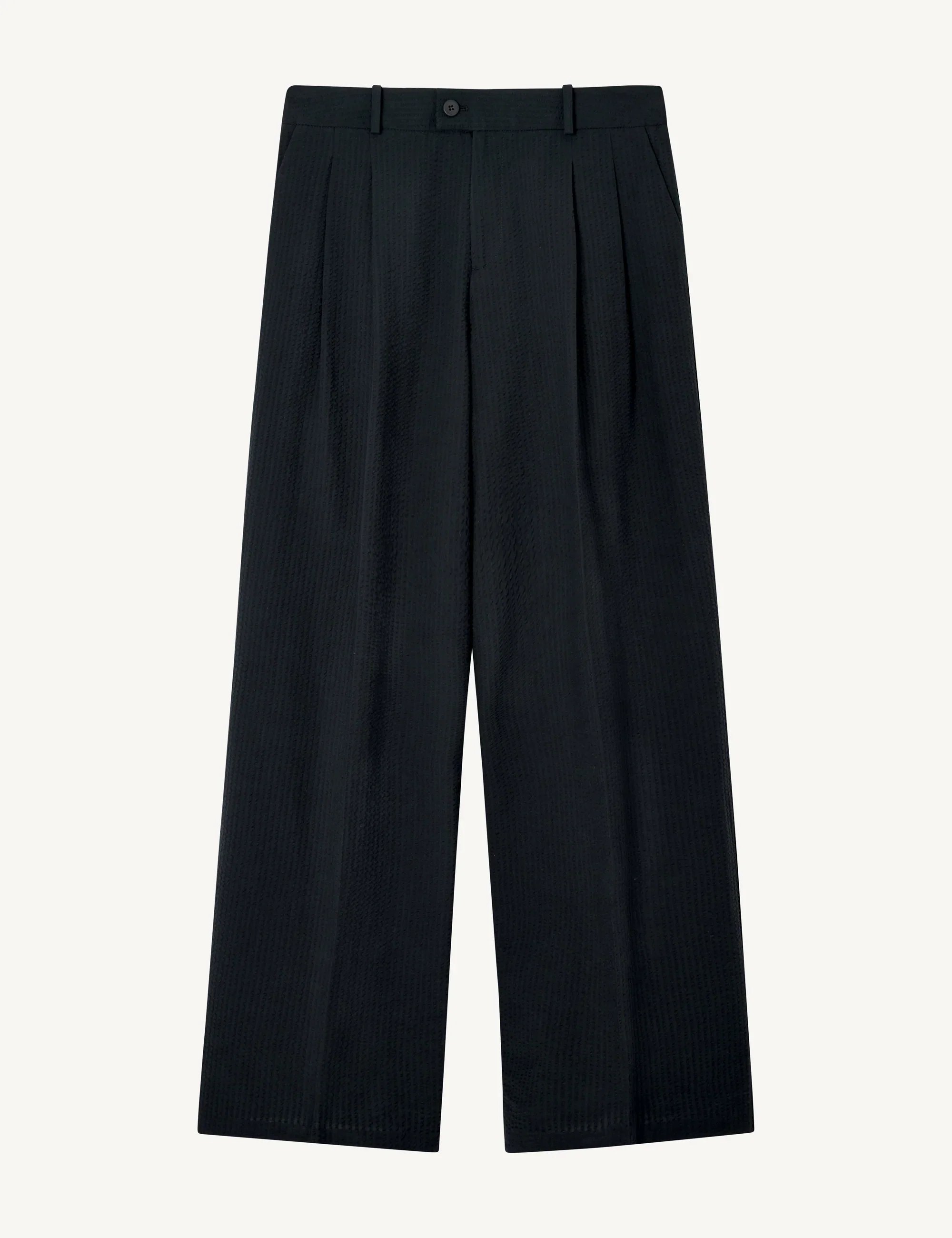 Rampling Trouser: Seersucker, Navy Blue - With Nothing Underneath