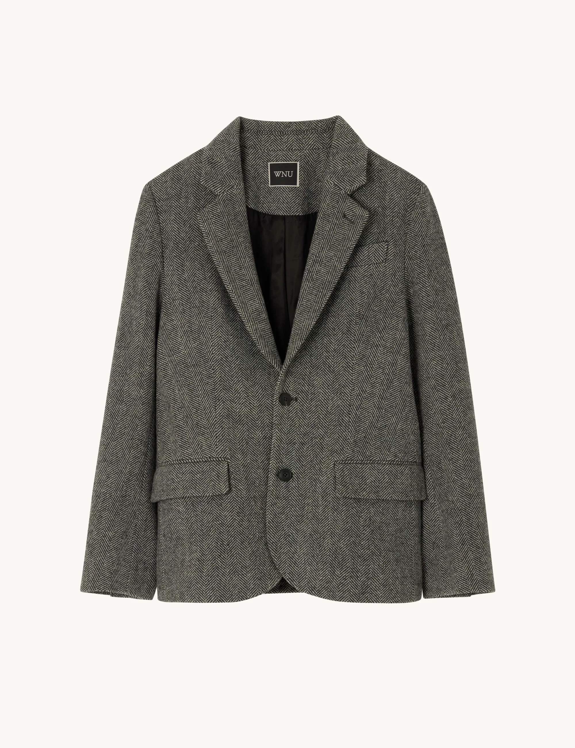 Hutton Blazer: Wool, Grey Herringbone - With Nothing Underneath