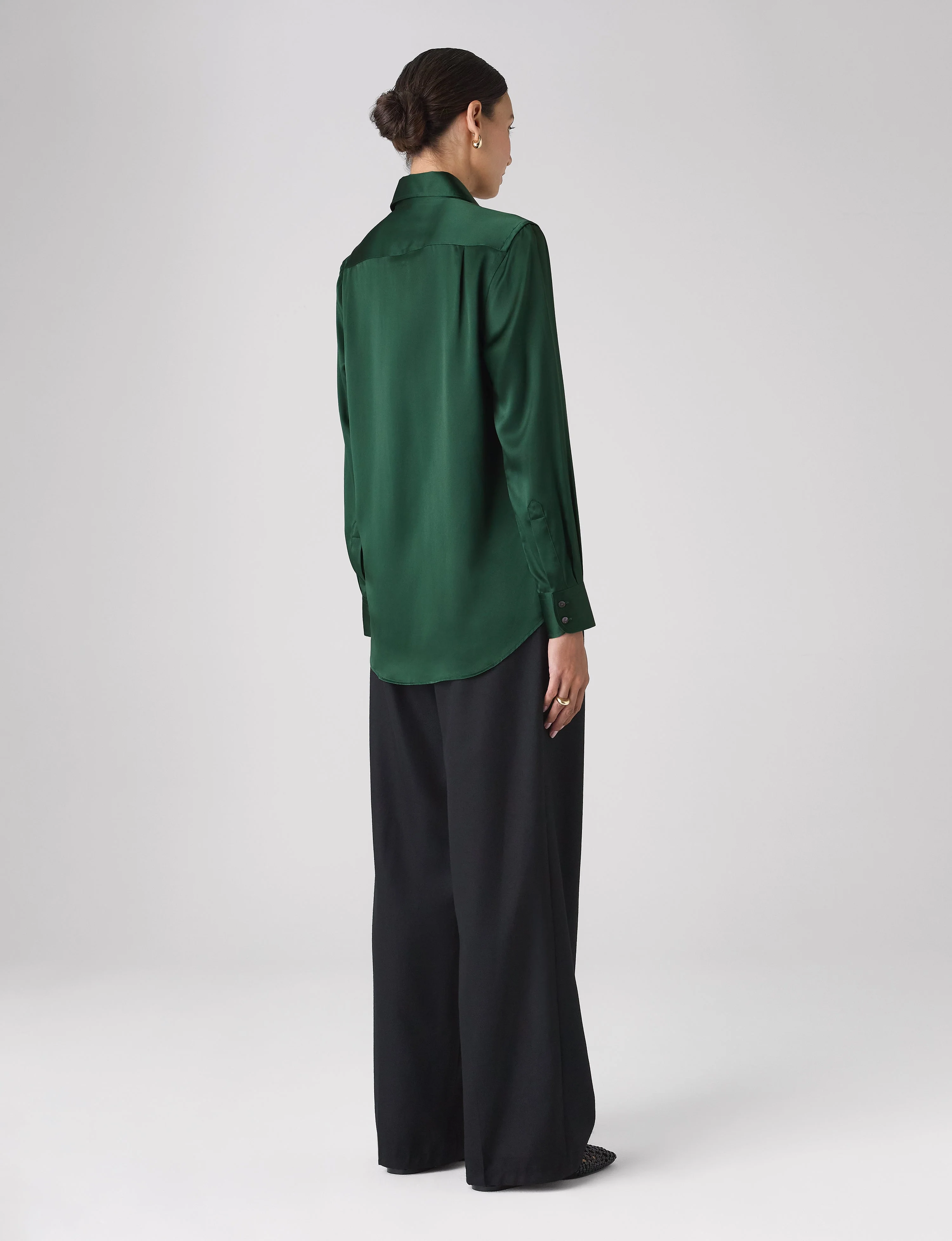 The Boyfriend: Silk Satin, Emerald Green - With Nothing Underneath