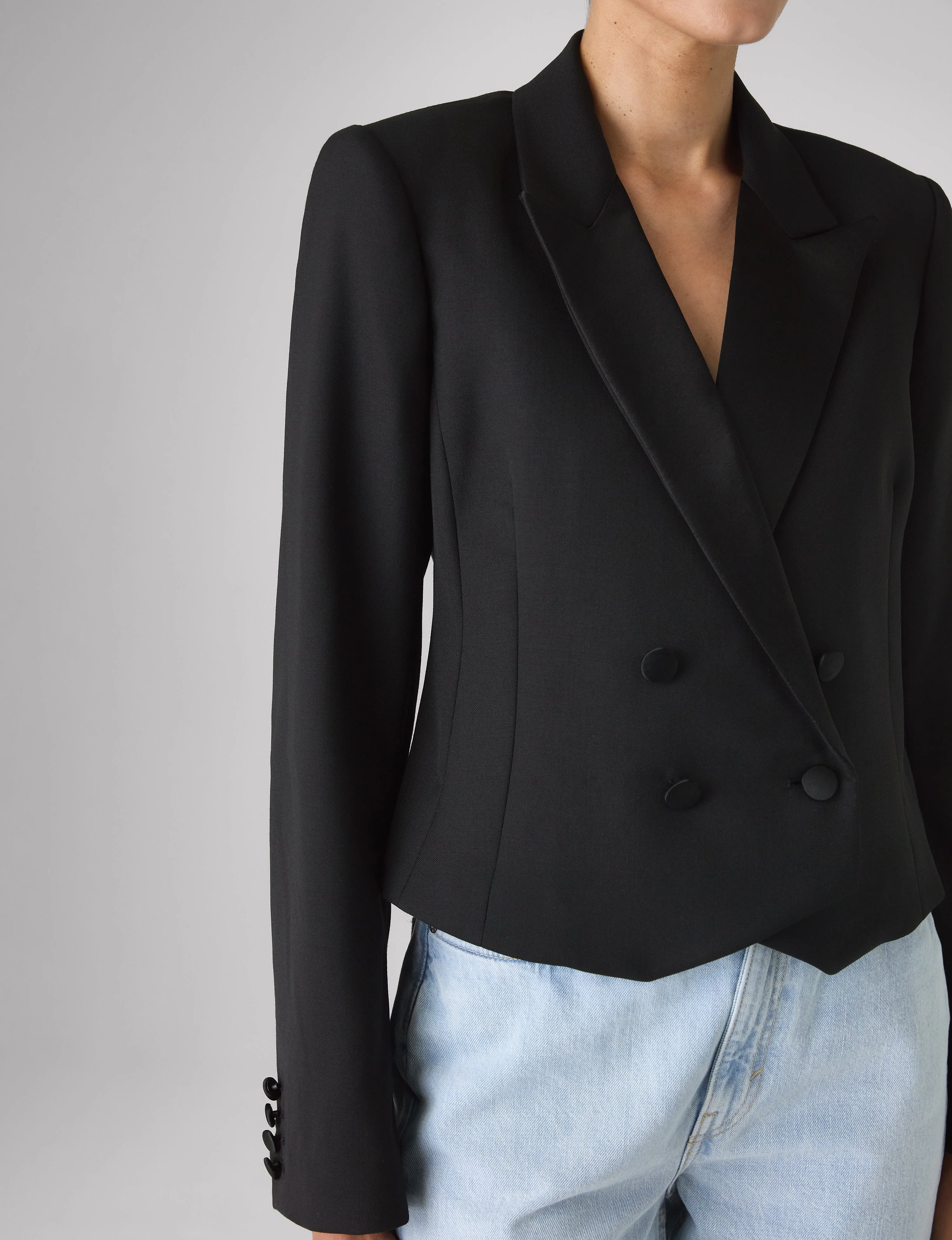 Belgravia Cropped Tuxedo: Wool, Black - With Nothing Underneath