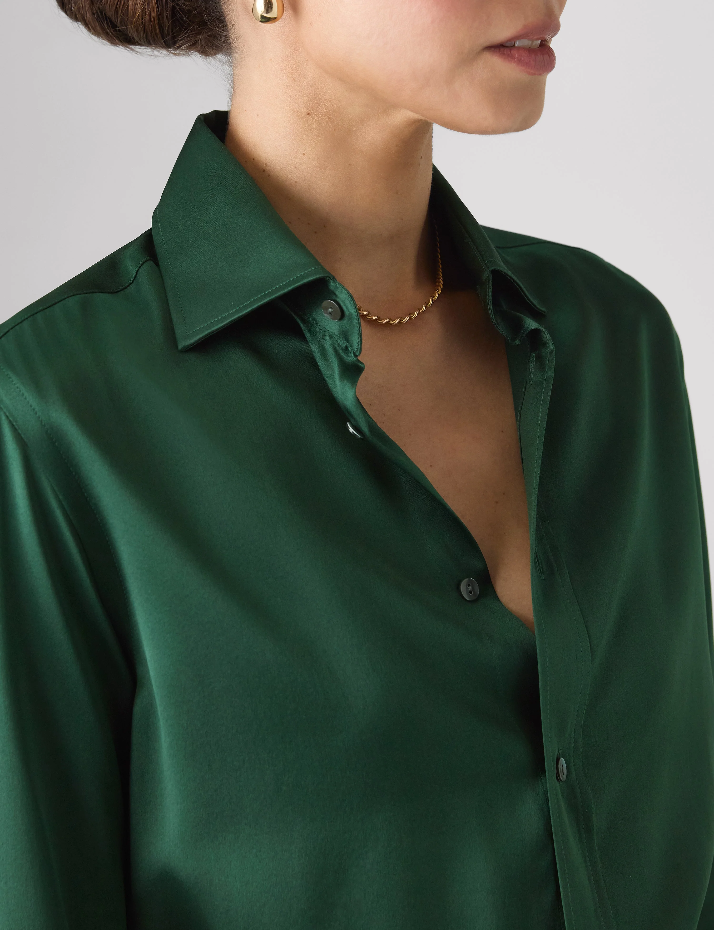 The Boyfriend: Silk Satin, Emerald Green - With Nothing Underneath