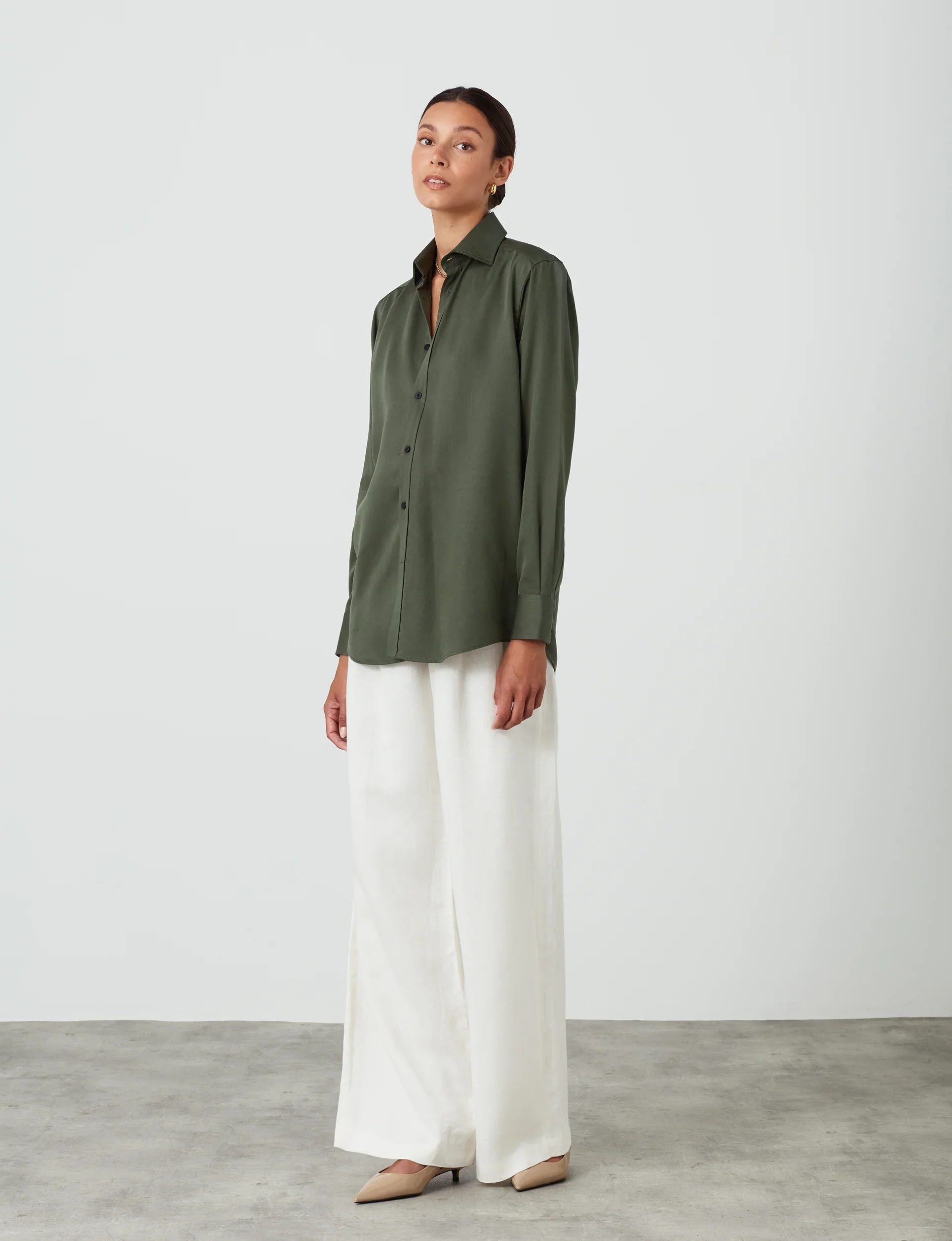 The Boyfriend: TENCEL™ Lyocell, Khaki - With Nothing Underneath