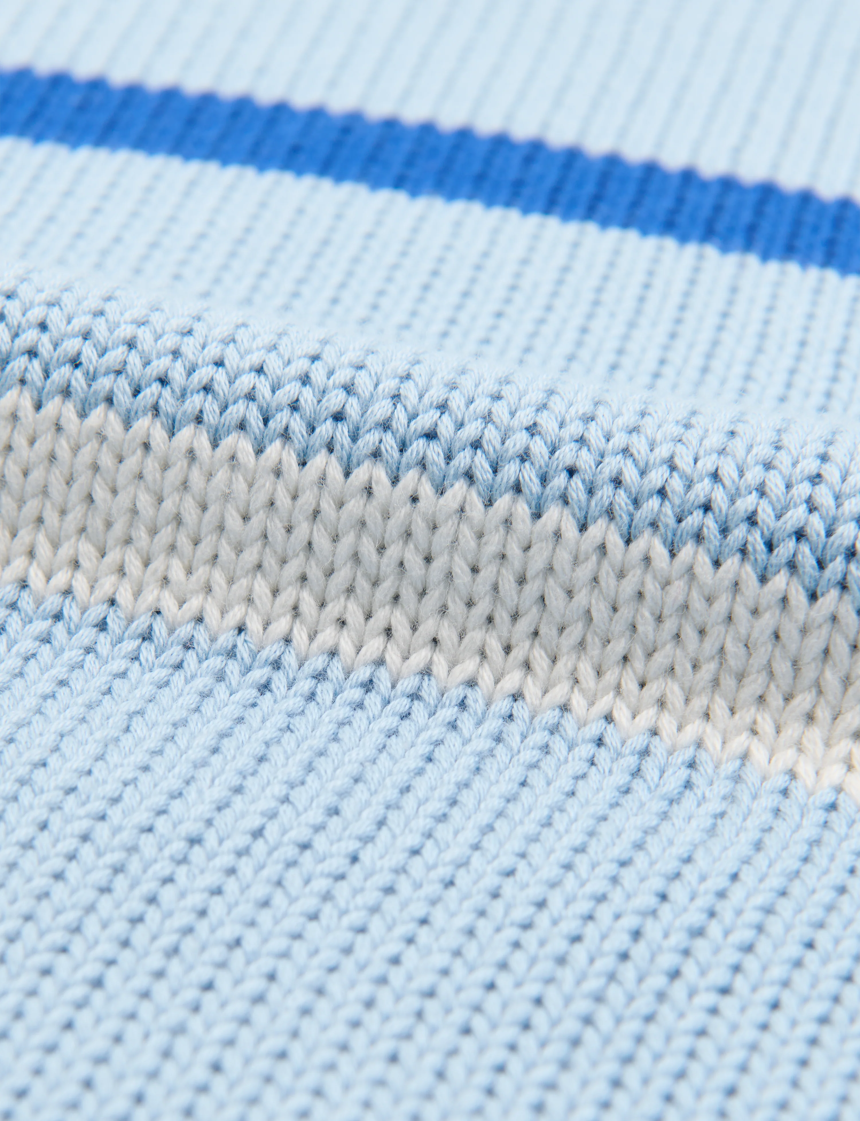 Devon Jumper: Cotton, Sky Blue and Cobalt Stripe - With Nothing Underneath