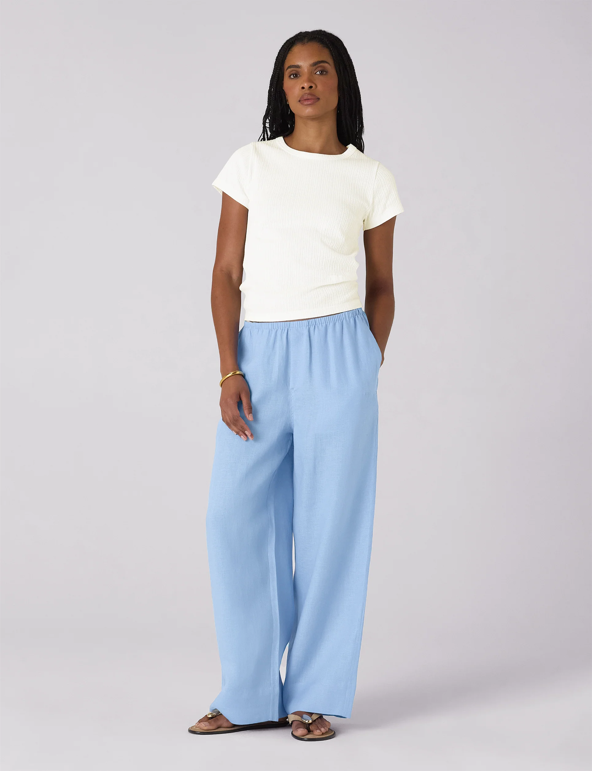 Bay Trouser: Linen, Cornflower Blue - With Nothing Underneath