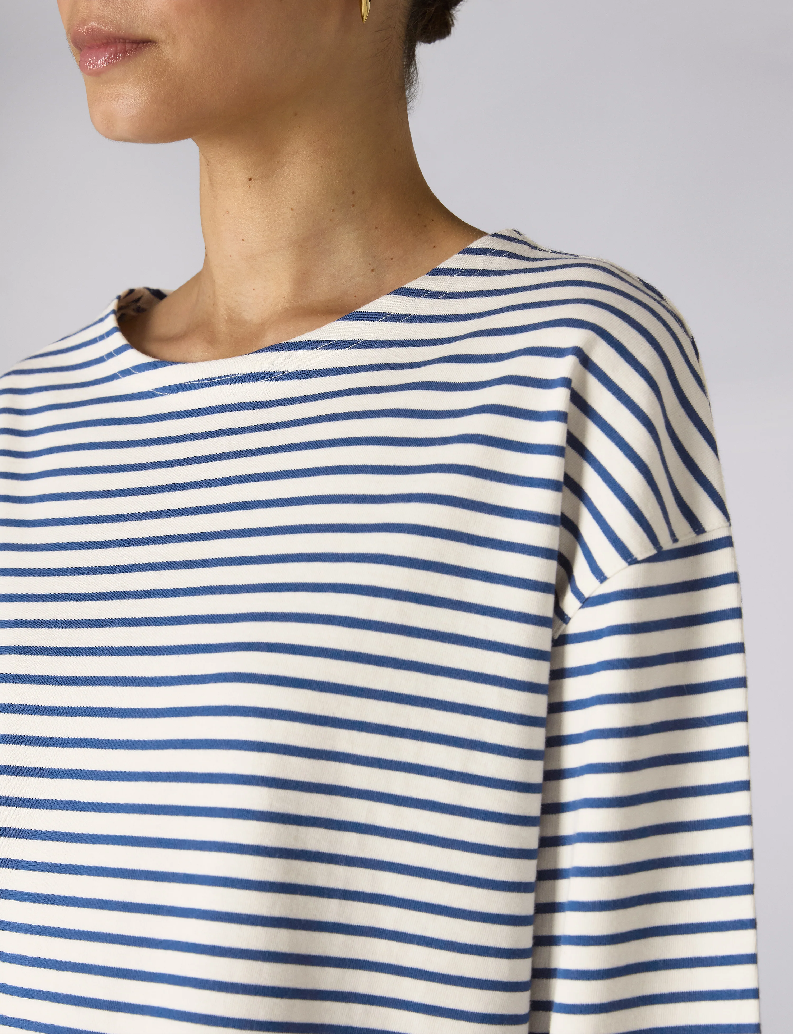 Harbour Breton: Cotton Jersey, Ecru and Blue Stripe - With Nothing Underneath