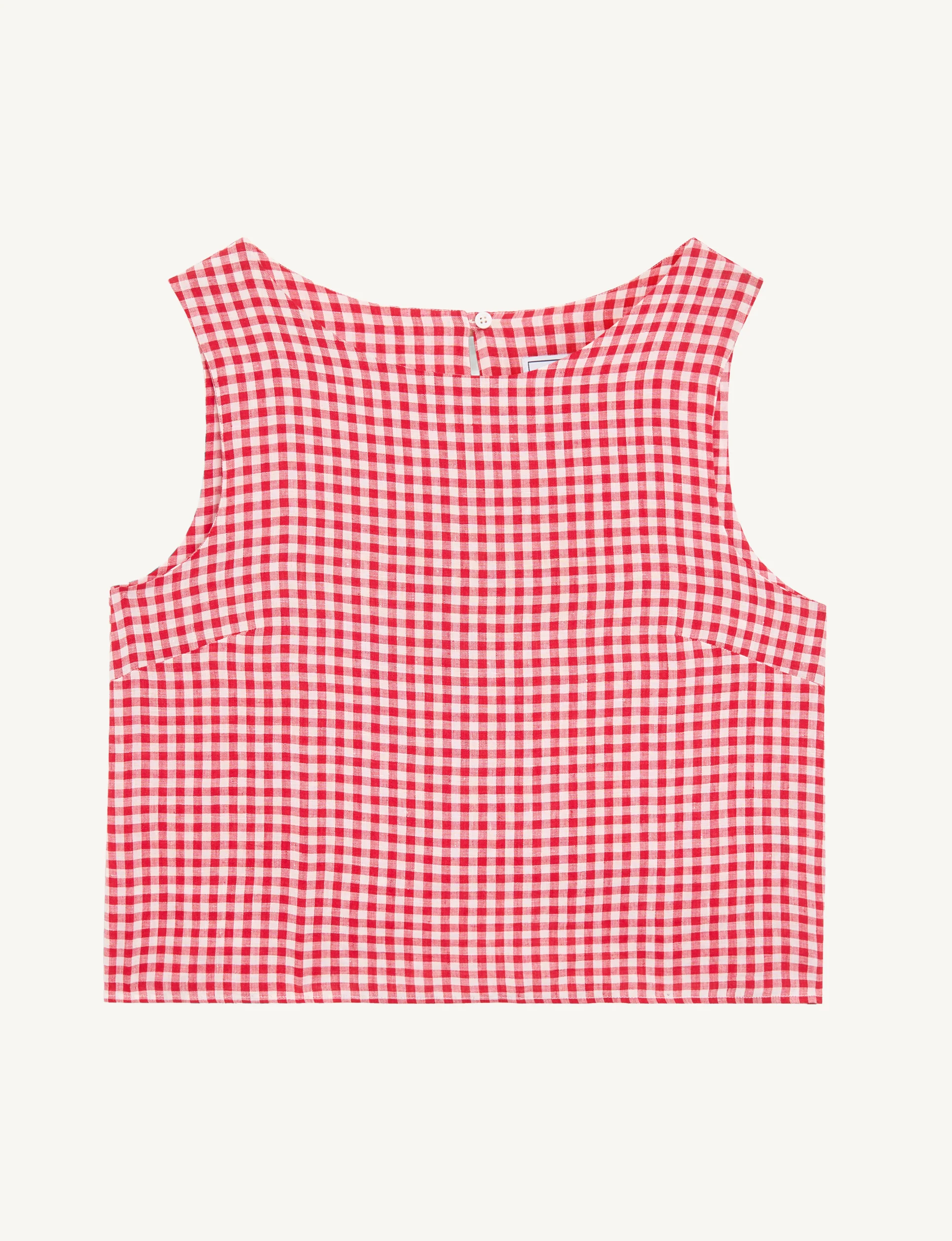 Jackie Top: Linen, Post Box Red Gingham - With Nothing Underneath