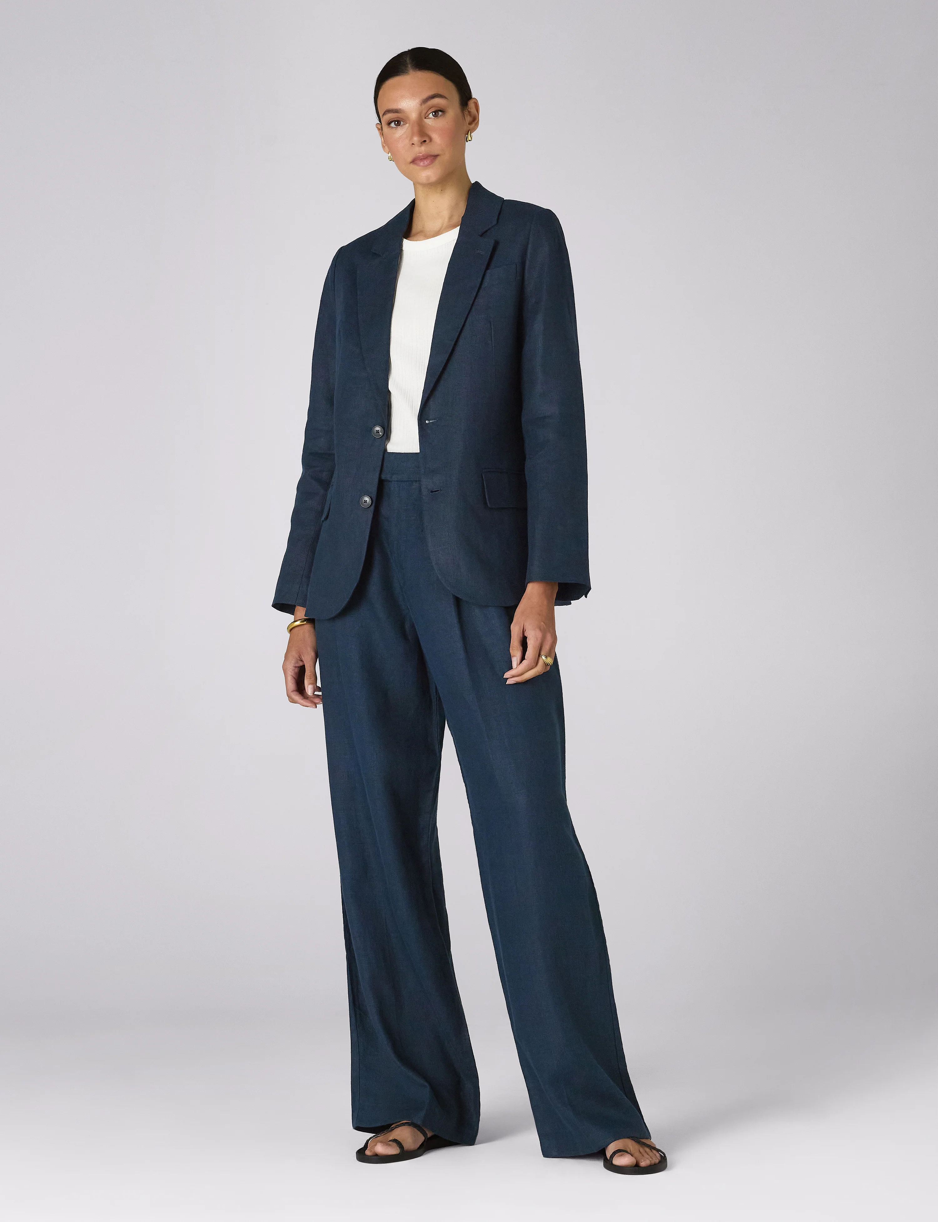 Rampling Trouser: Linen, Navy - With Nothing Underneath