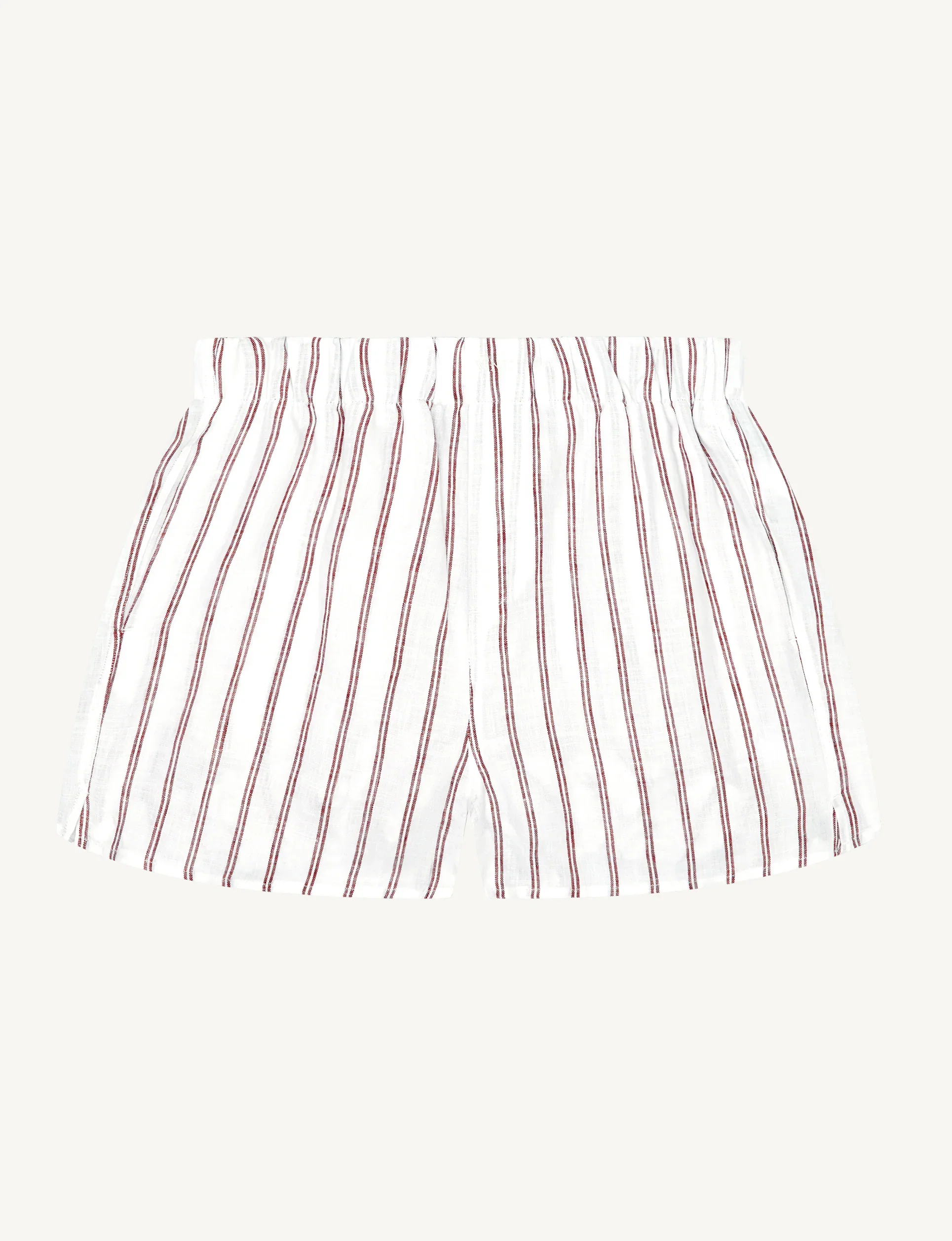 The Boxer: Linen, Burgundy Double Stripe - With Nothing Underneath