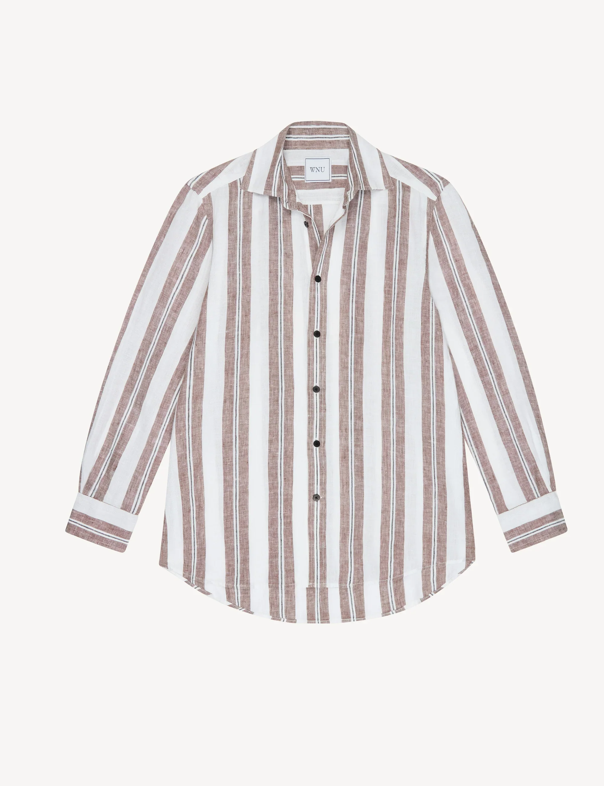 The Boyfriend: Linen, Mocha and Black Multi Stripe - With Nothing Underneath