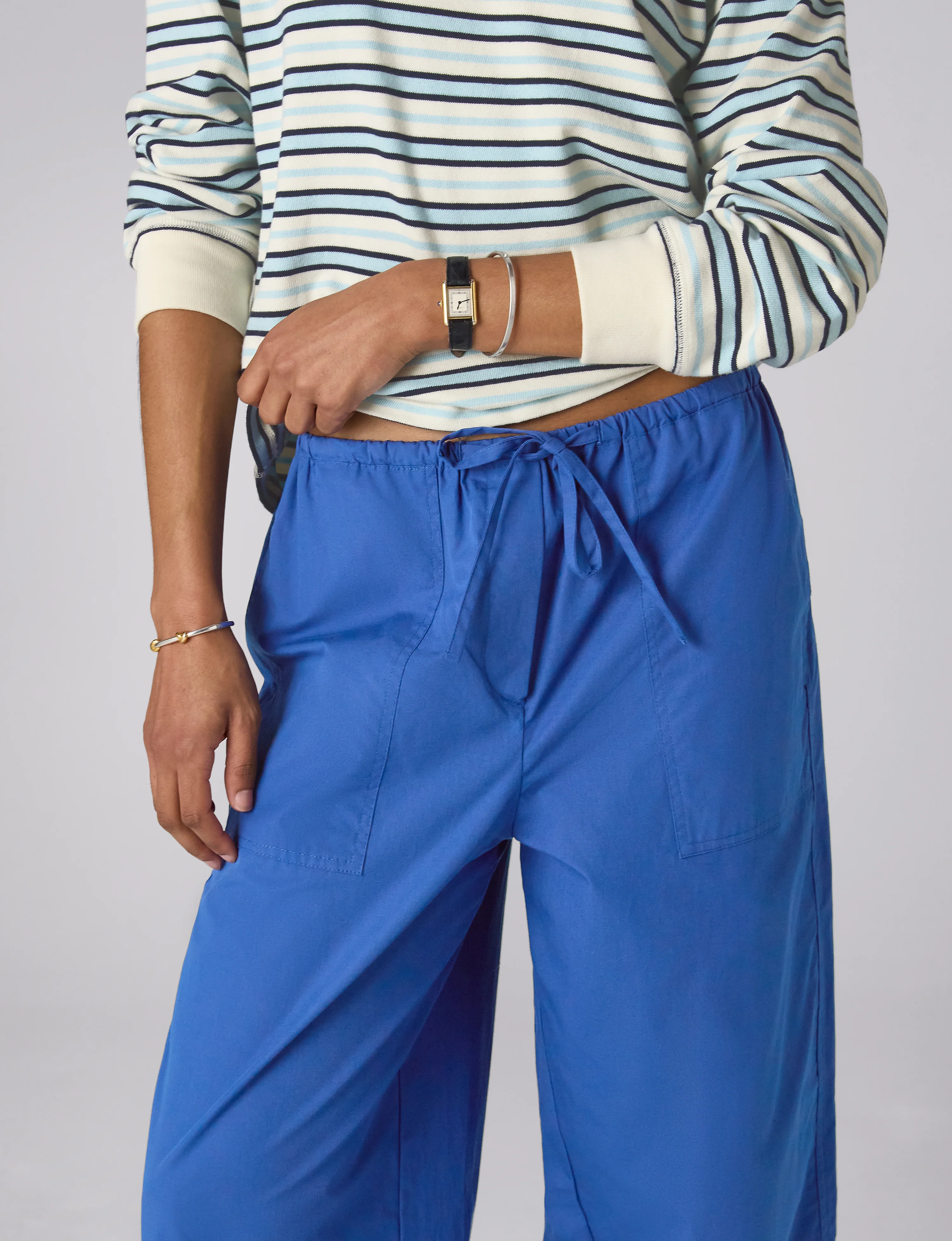 Sifnos Trousers: Fine Poplin, Cobalt Blue x Lucy Williams - With Nothing Underneath