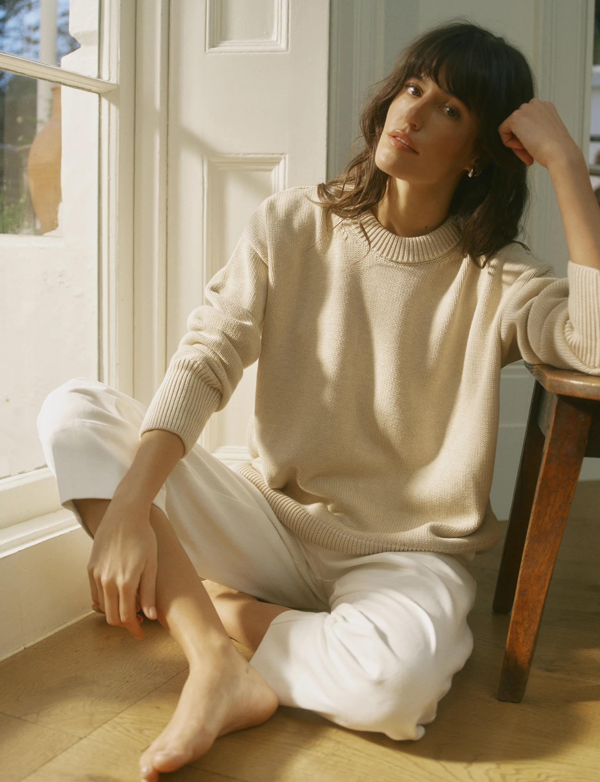 Cornwall Jumper: Cotton, Oatmeal - With Nothing Underneath