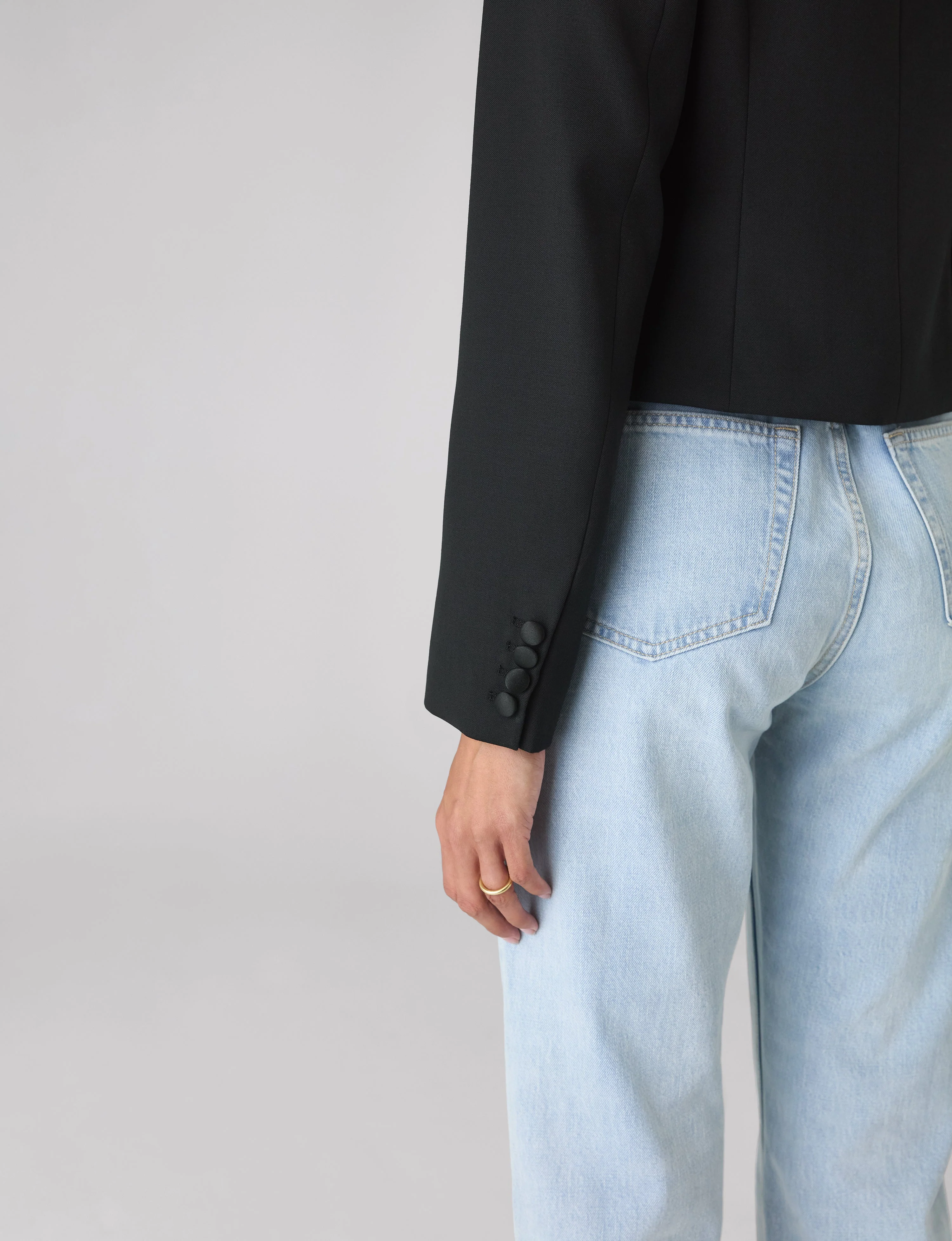 Belgravia Cropped Tuxedo: Wool, Black - With Nothing Underneath