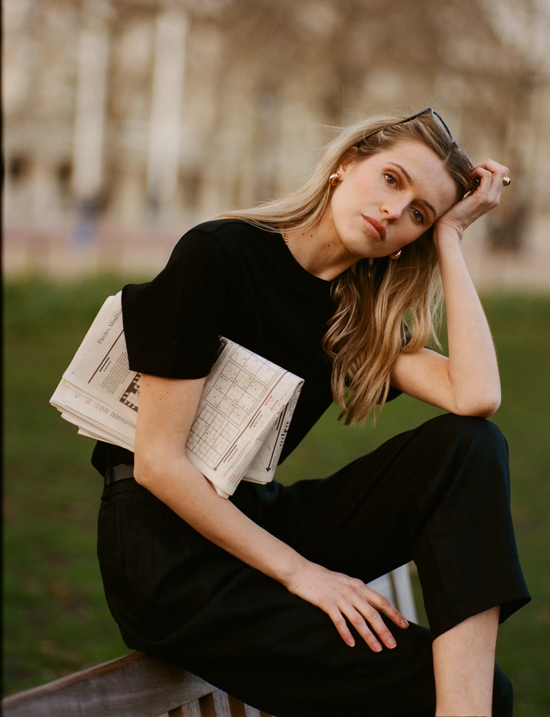 Christy Tapered Trouser: Linen, Black - With Nothing Underneath