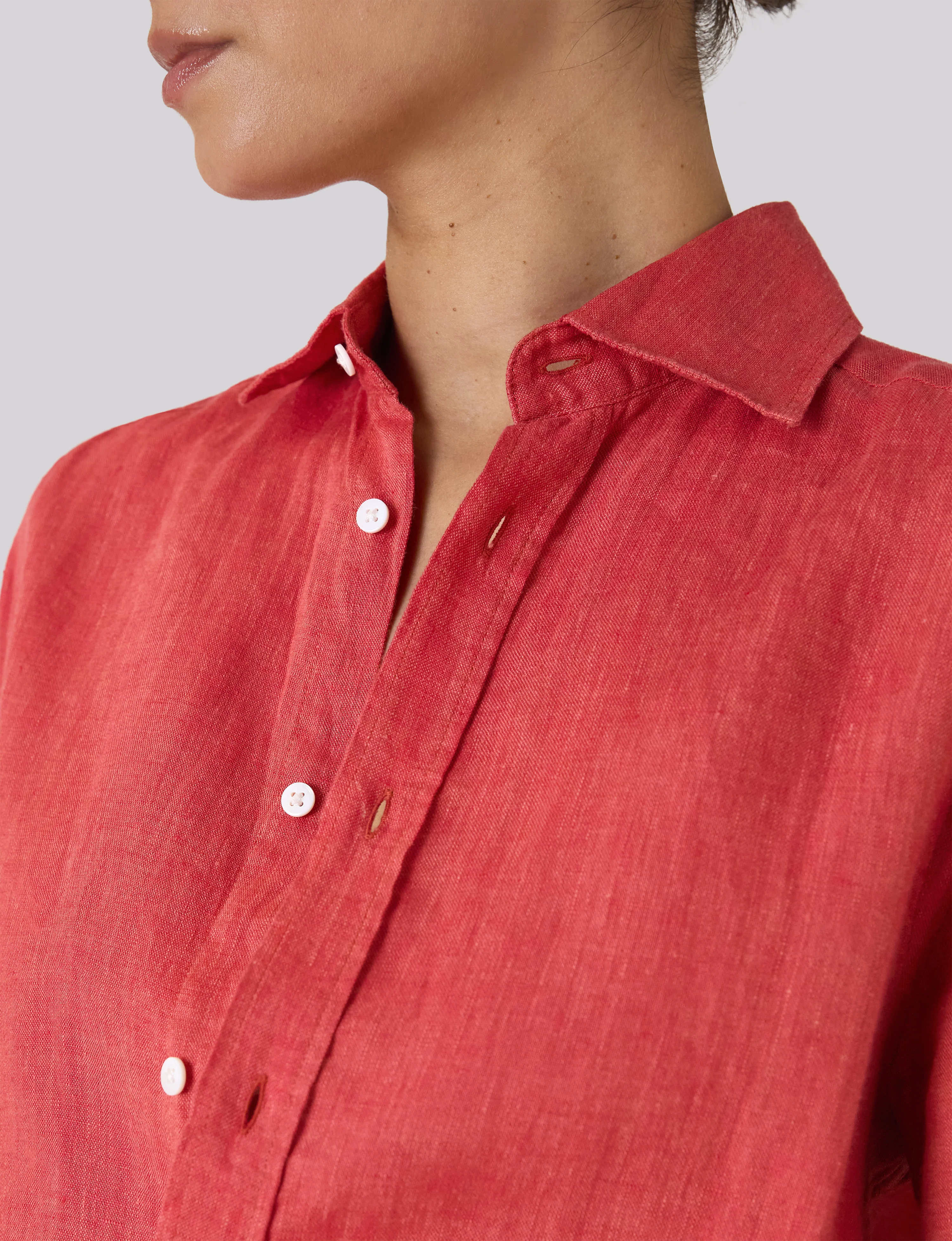 The Boyfriend: Linen, Cardinal Red - With Nothing Underneath