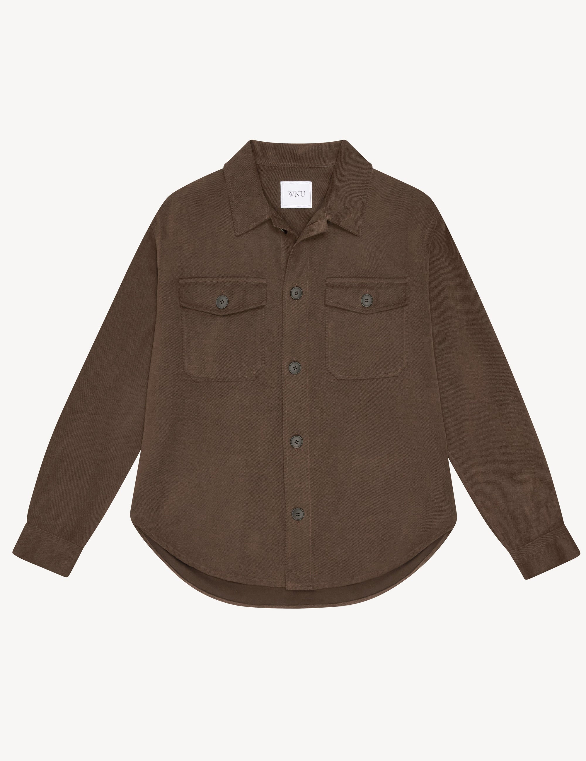 Stow Overshirt: Brushed Twill, Mocha - With Nothing Underneath