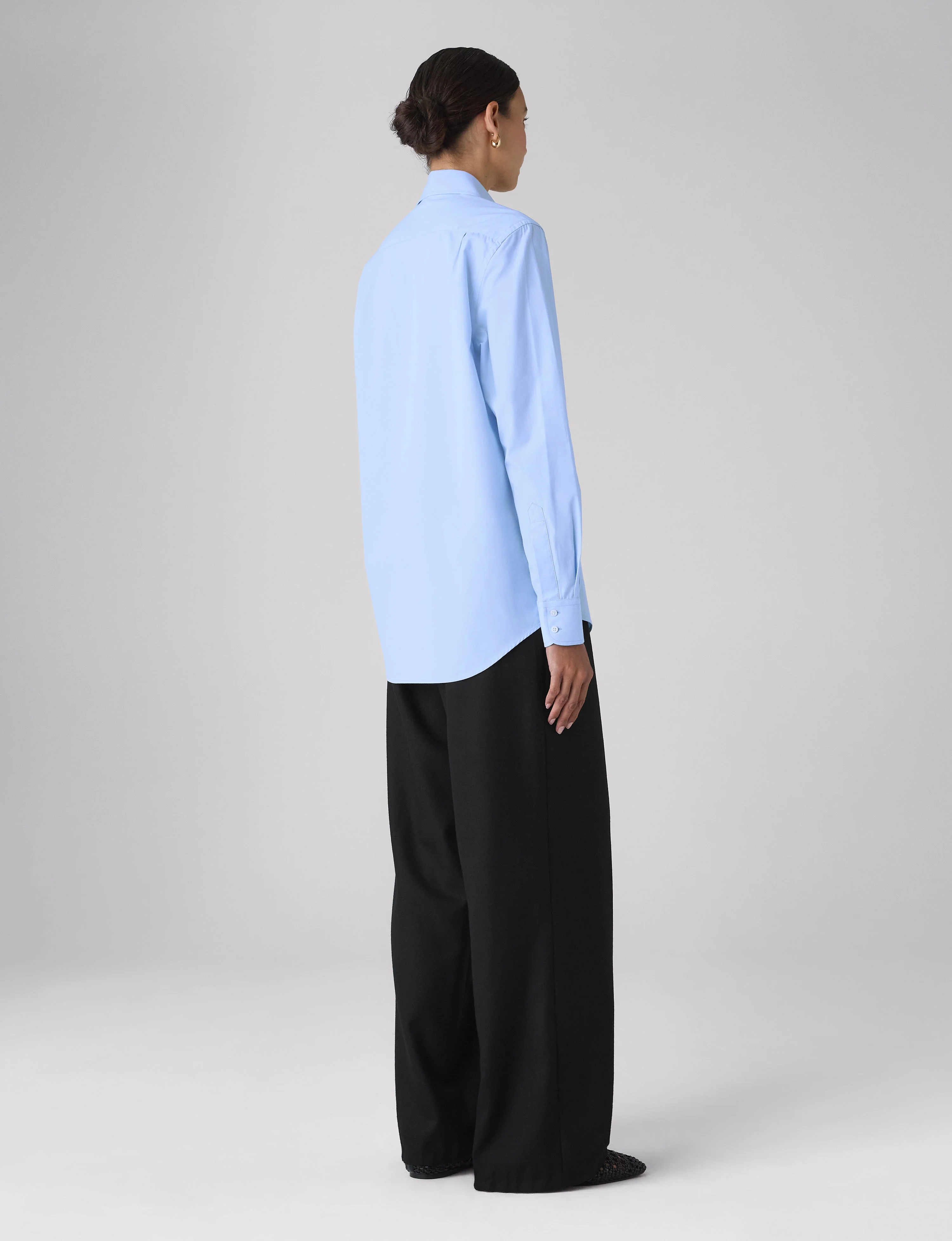 The Boyfriend: Fine Poplin, Sky Blue - With Nothing Underneath