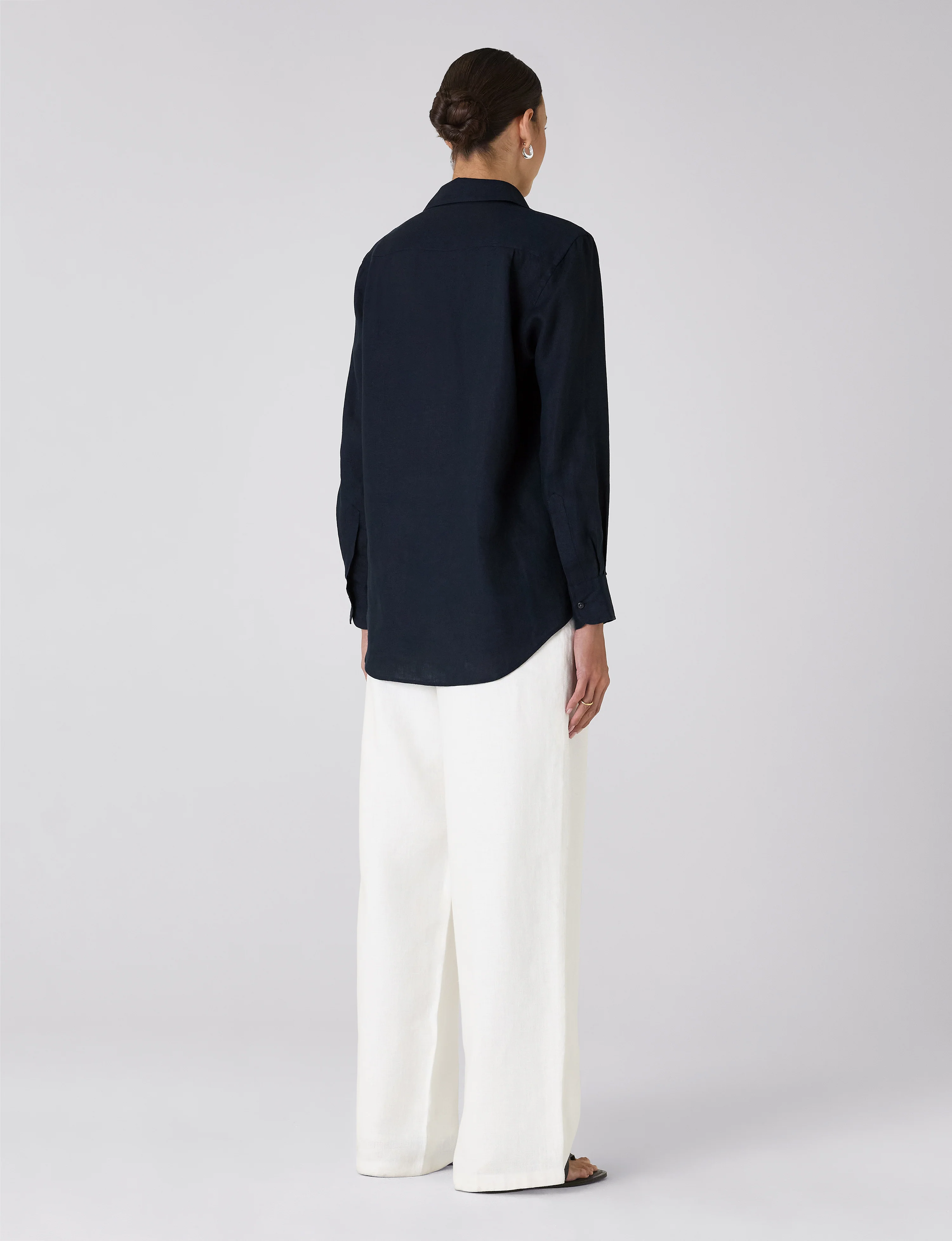 The Boyfriend: Linen, Navy Blue - With Nothing Underneath