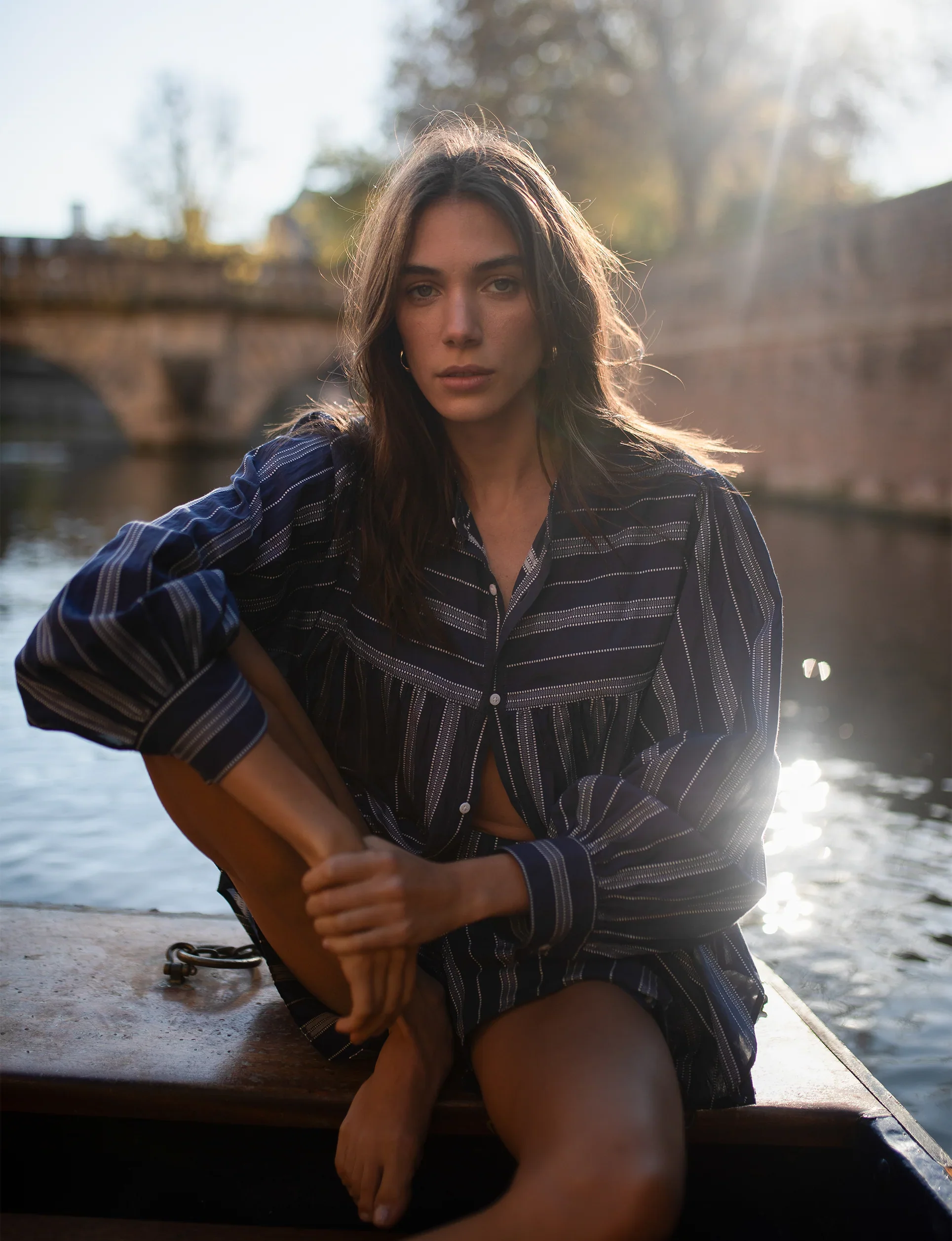 Daphne: Cotton Voile, Navy and White Stripe - With Nothing Underneath