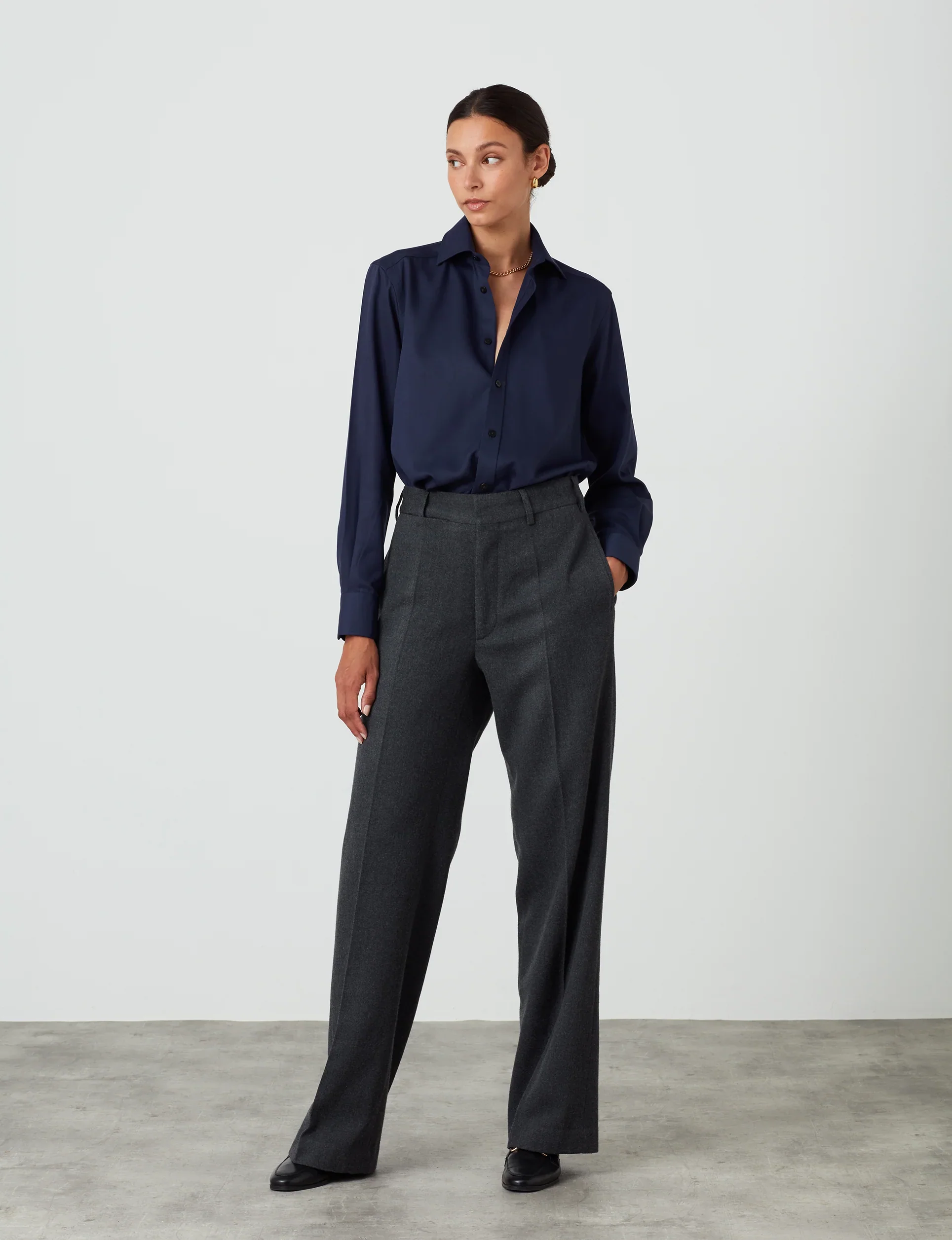 The Boyfriend: TENCEL™ Lyocell, Navy Blue - With Nothing Underneath