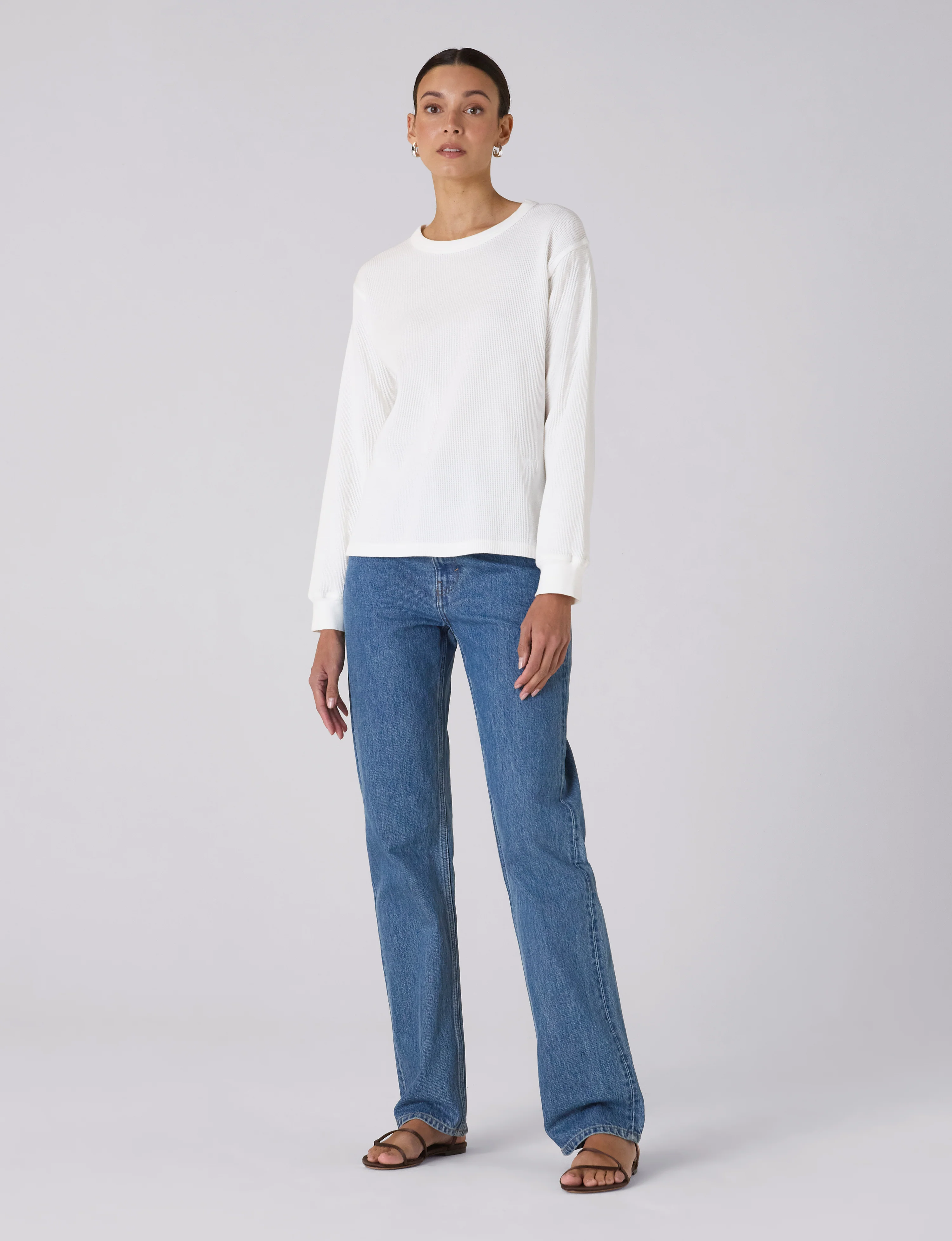 Bessette Top: Waffle Jersey, Off-White - With Nothing Underneath