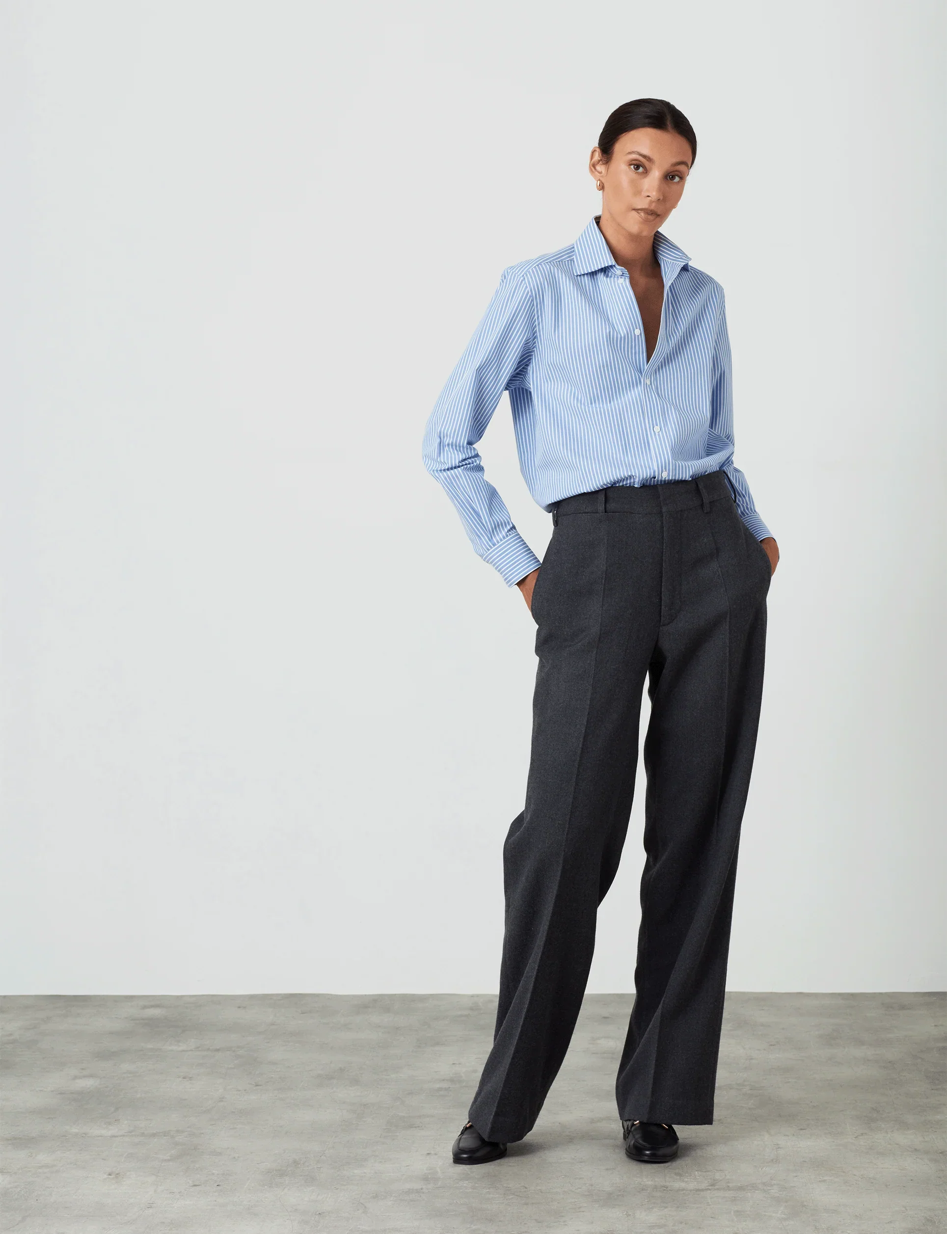 The Boyfriend: Fine Poplin, Inverted Pinstripe - With Nothing Underneath