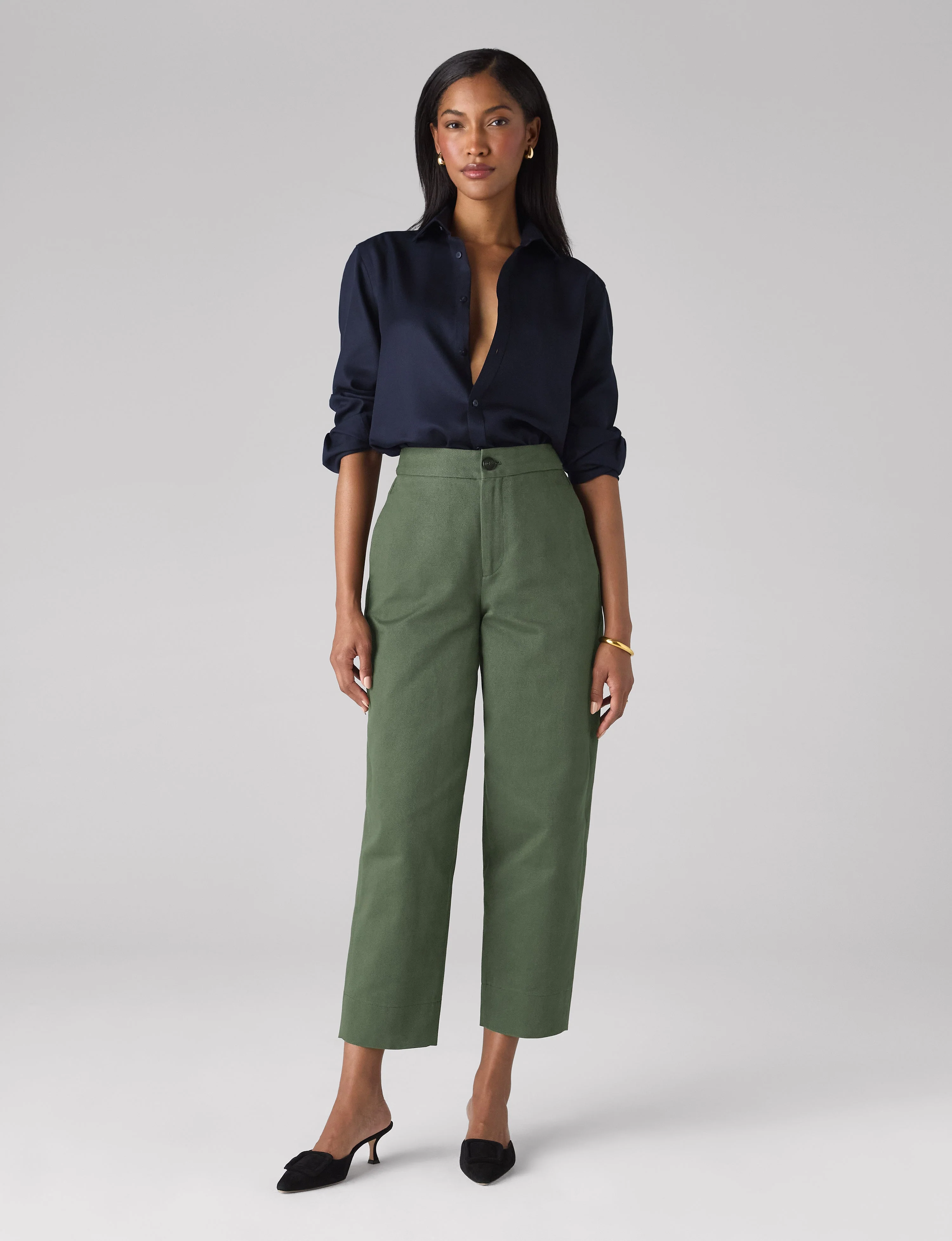 Chartwell Trouser: Cotton Twill, Khaki - With Nothing Underneath
