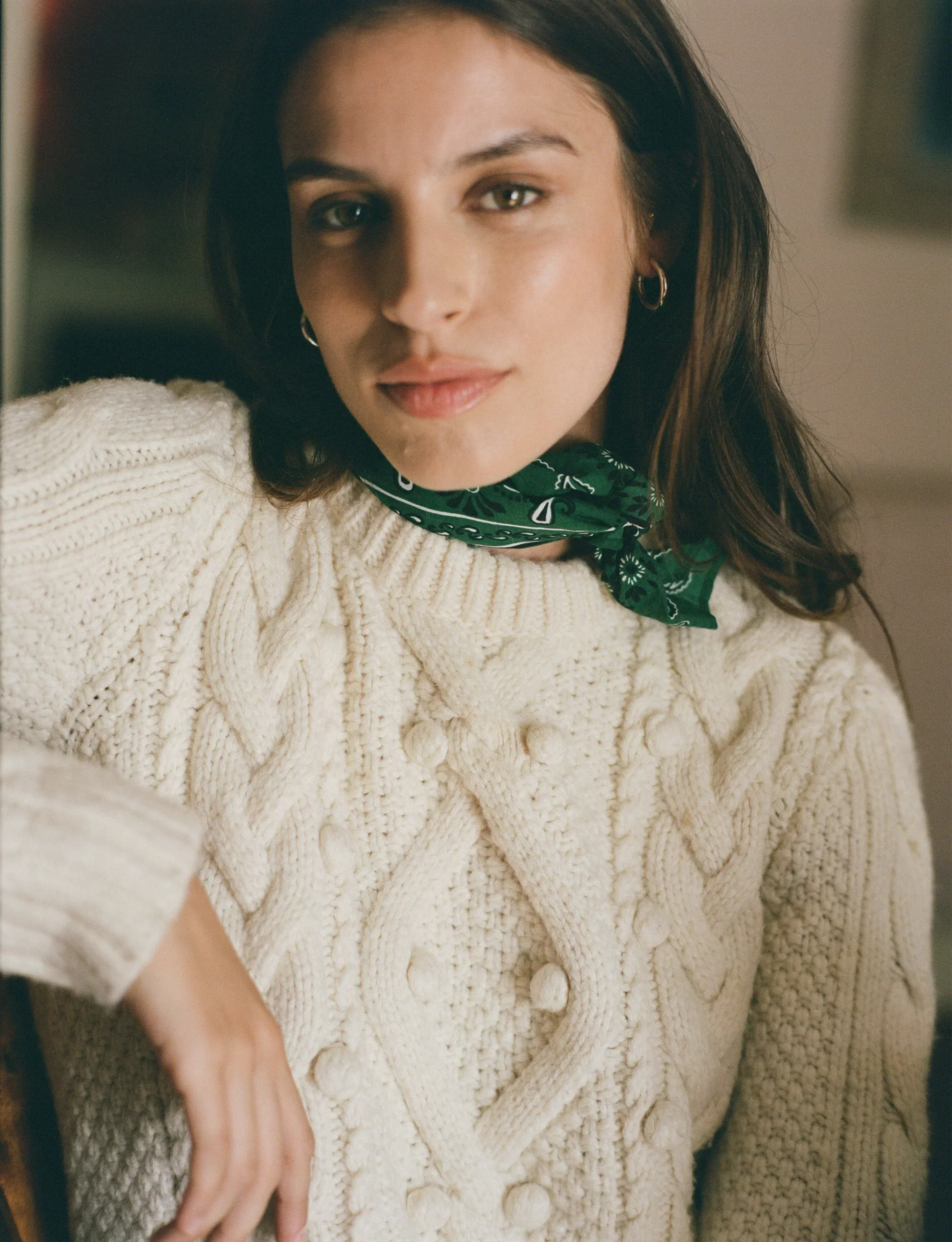 Neckerchief: Cotton, Green Paisley - With Nothing Underneath