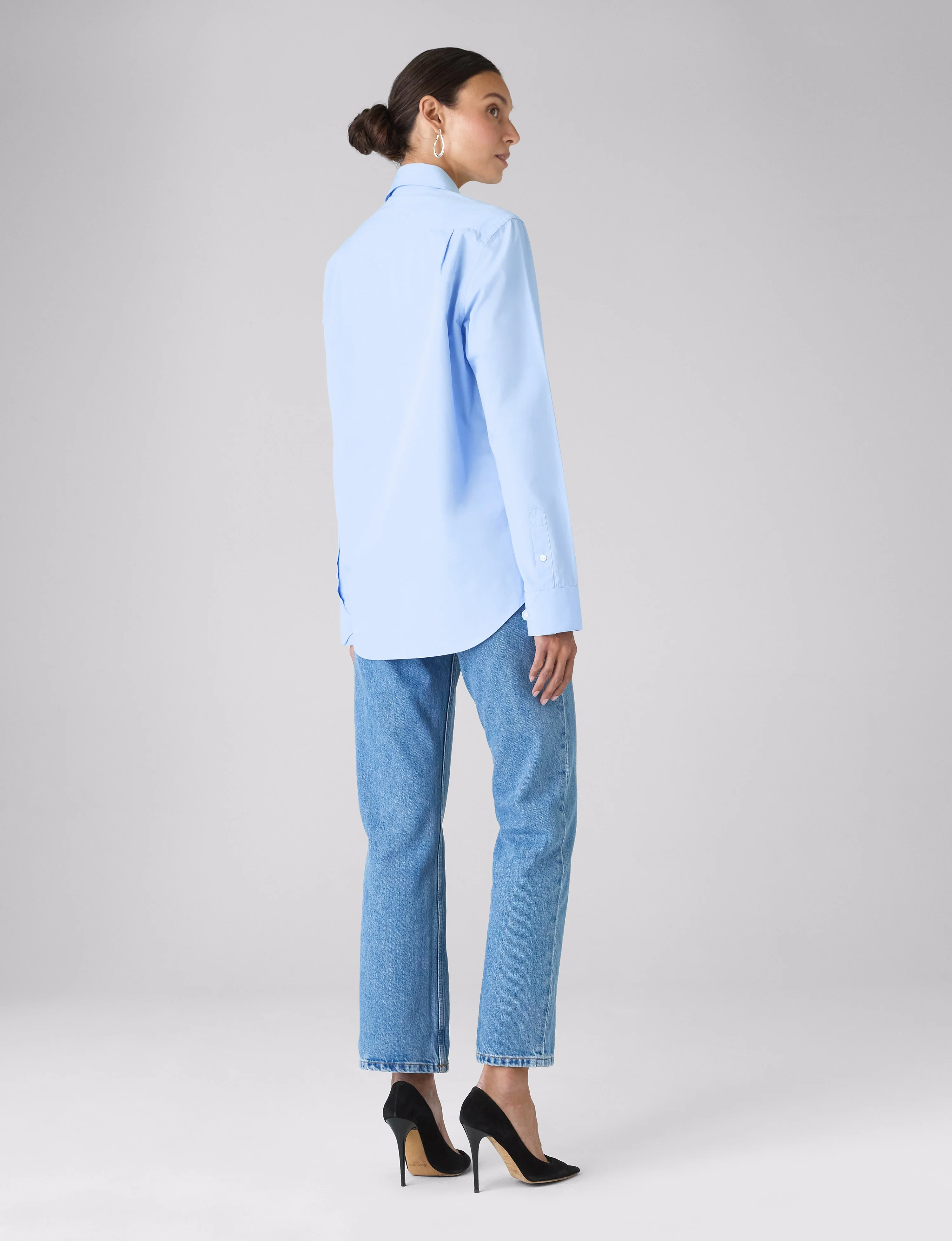 The Dress Shirt Curved Bib: Poplin, Sky Blue - With Nothing Underneath
