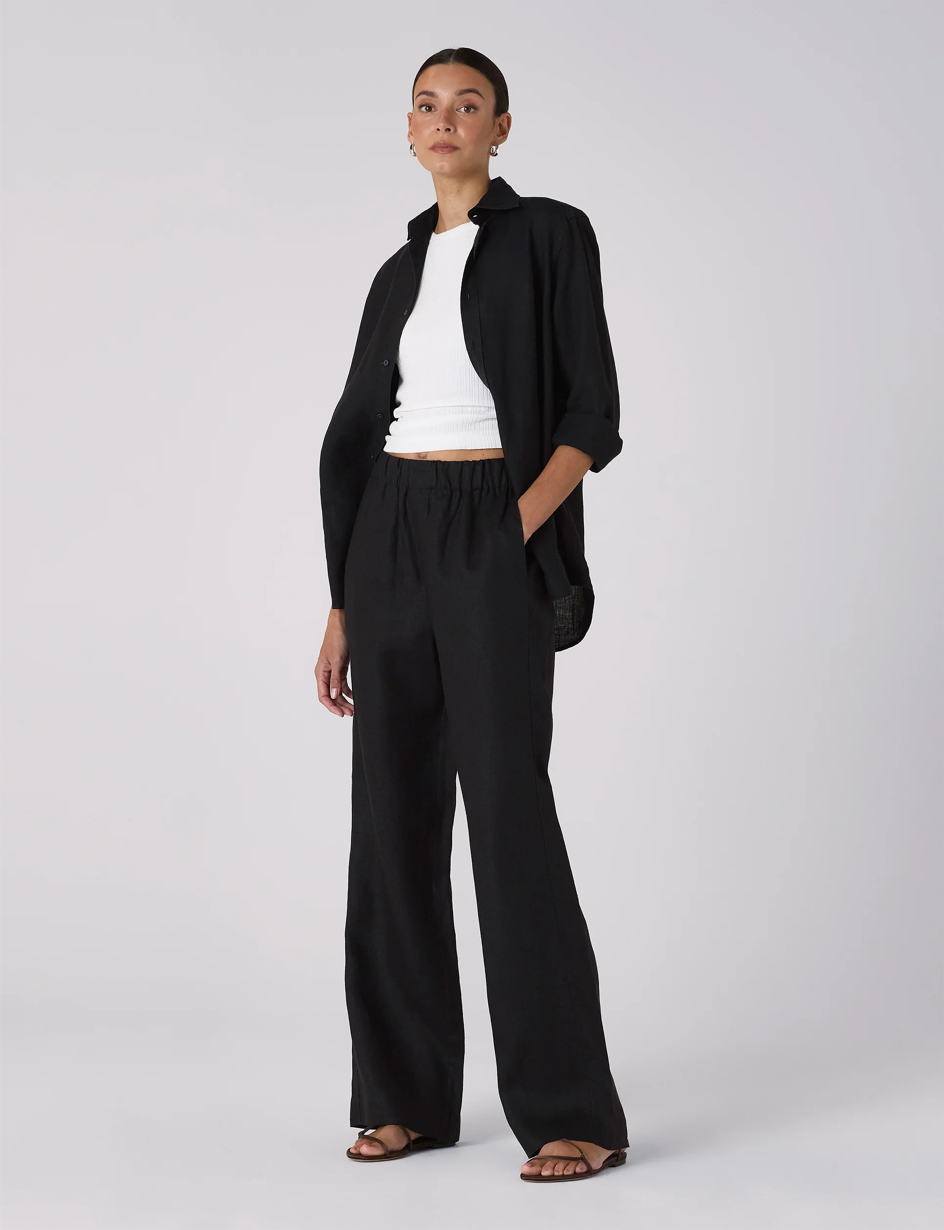The Palazzo: Linen, Black - With Nothing Underneath