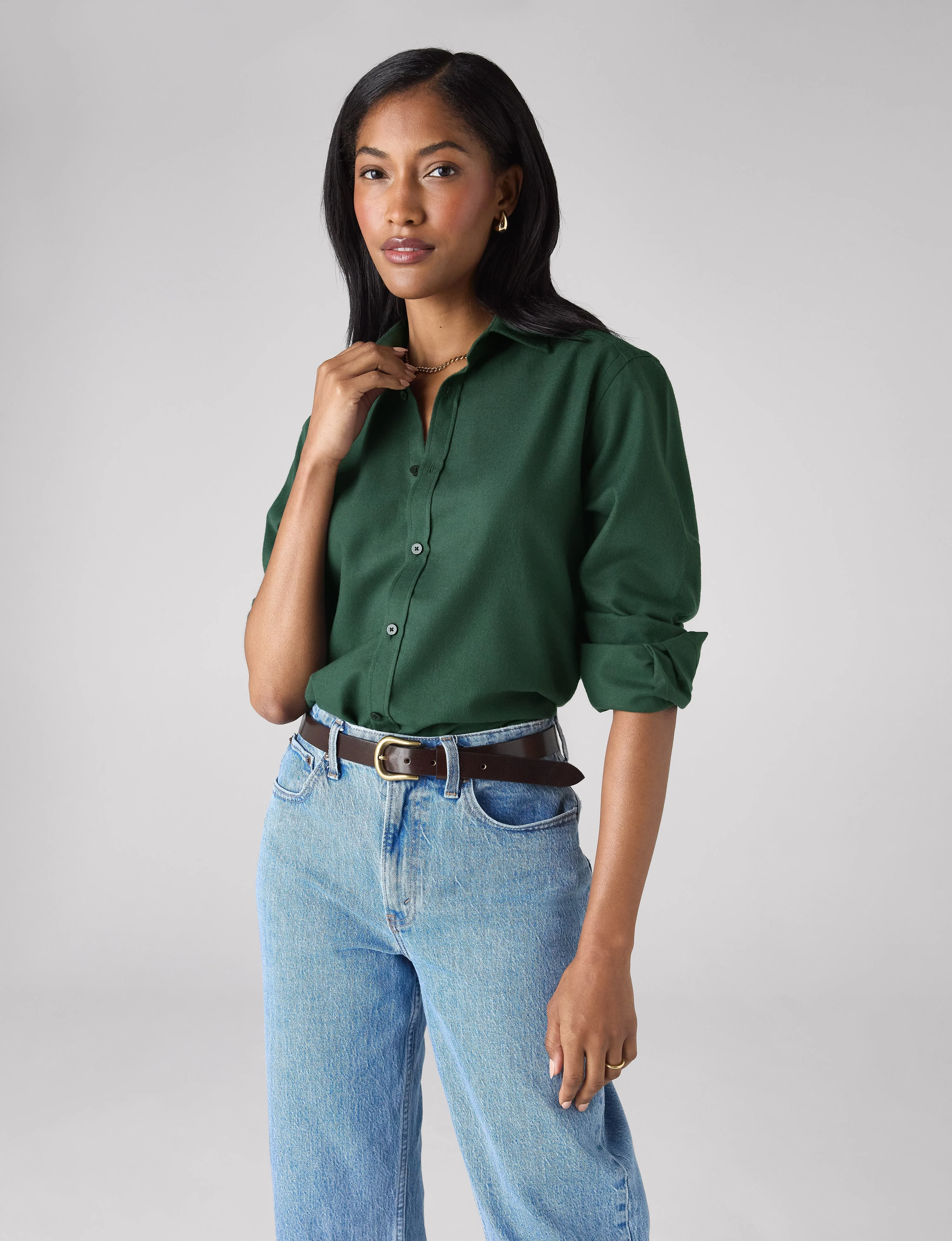 The Classic: Fine Brushed, Dark Khaki - With Nothing Underneath
