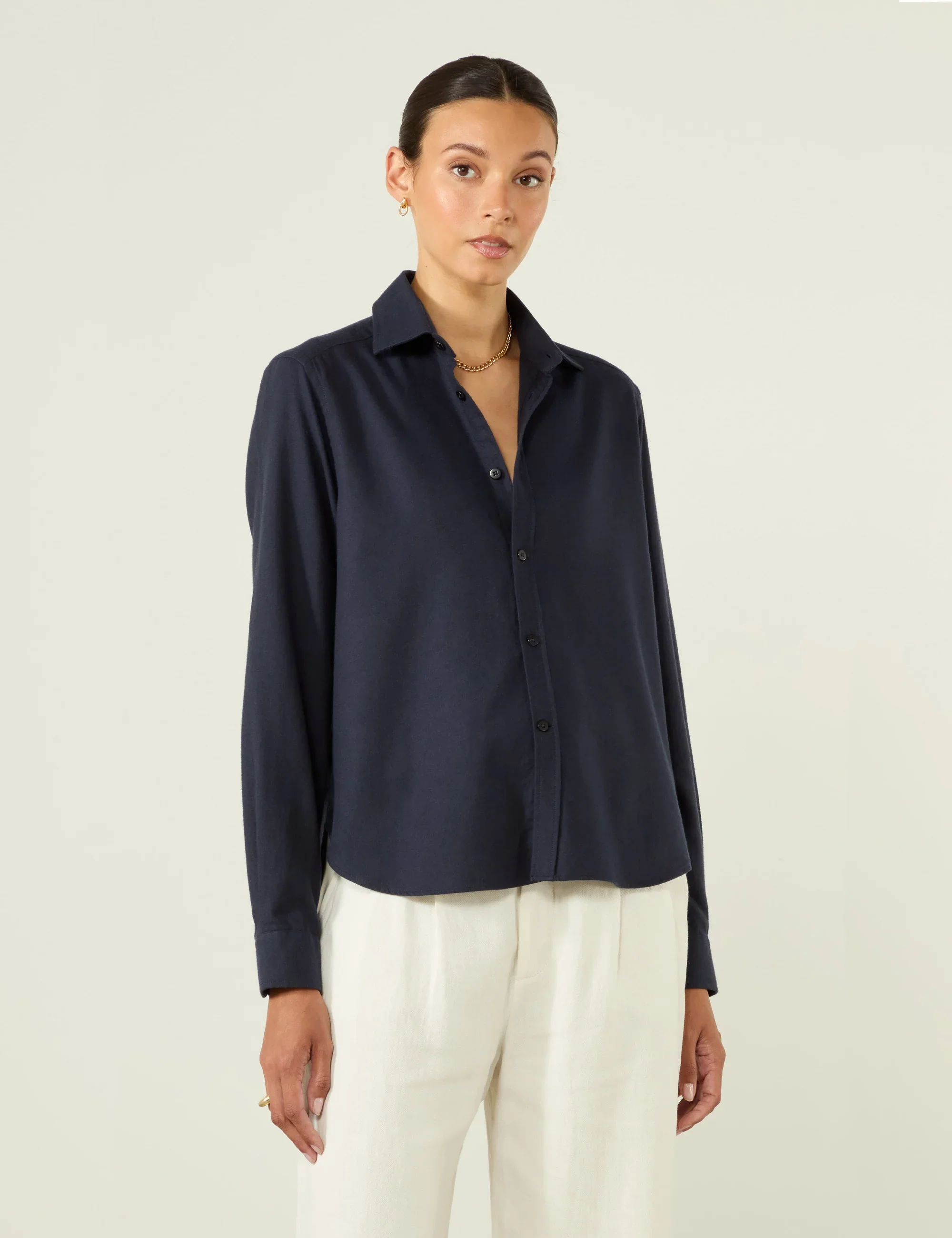The Classic: Fine Brushed, Navy Blue - With Nothing Underneath