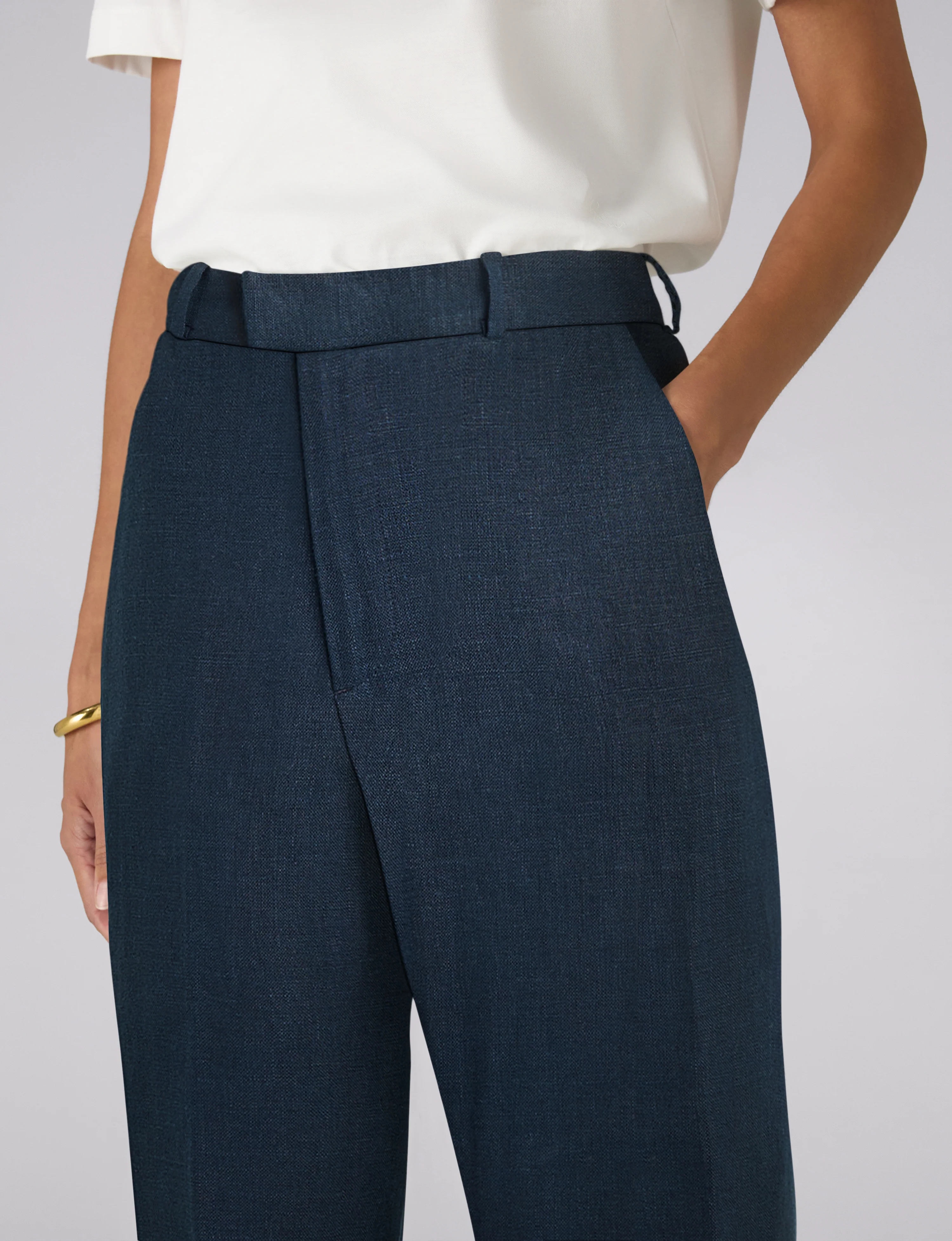 Regent Cigarette Trouser: Linen, Navy Blue - With Nothing Underneath