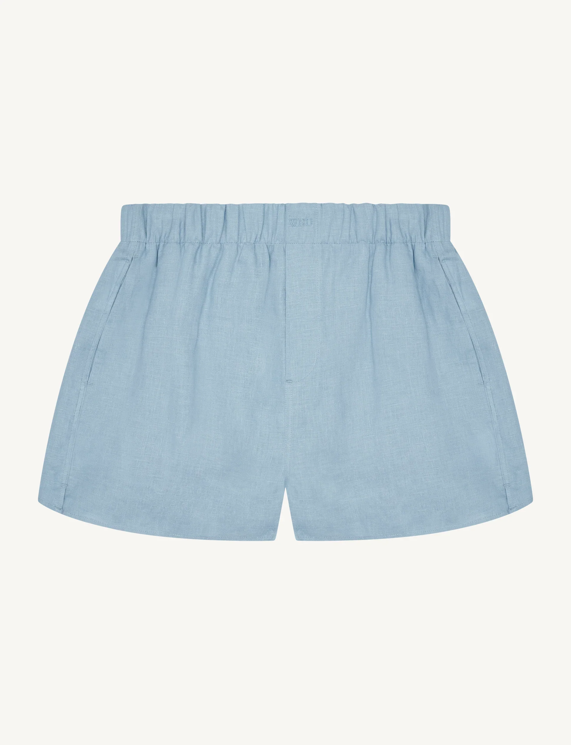 The Boxer: Linen, Storm Blue - With Nothing Underneath