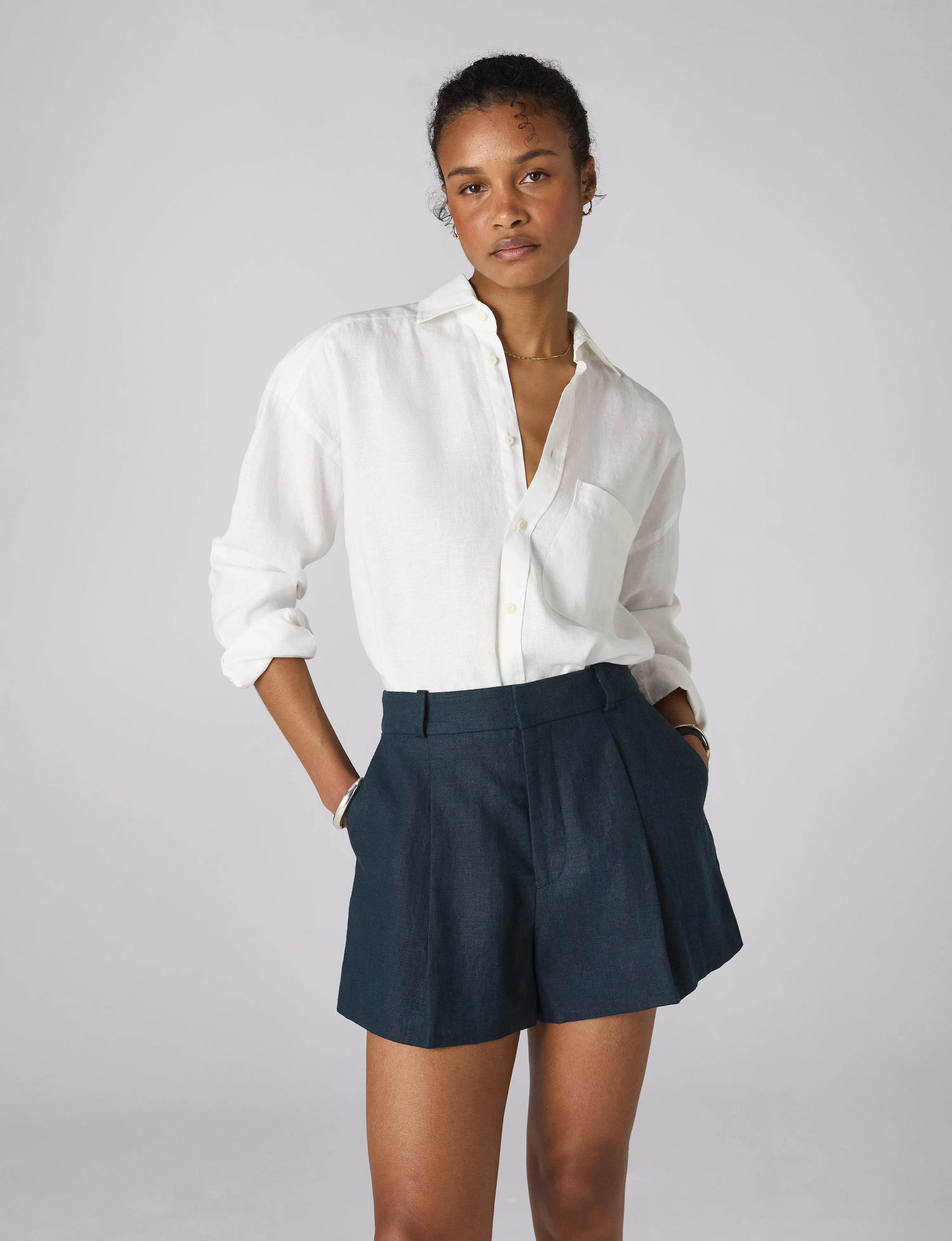 Penn Tailored Short: Linen, Navy - With Nothing Underneath