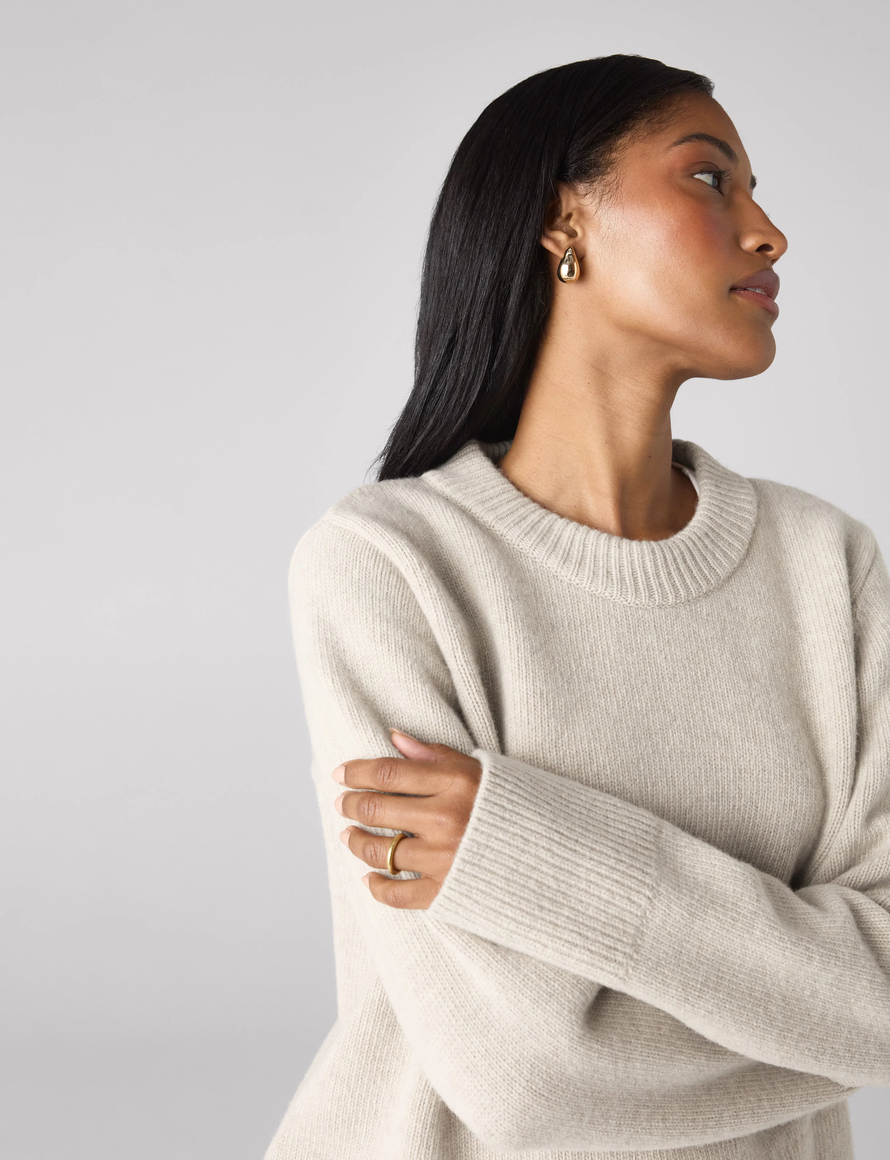 Devon Jumper: Wool, Oatmeal - With Nothing Underneath