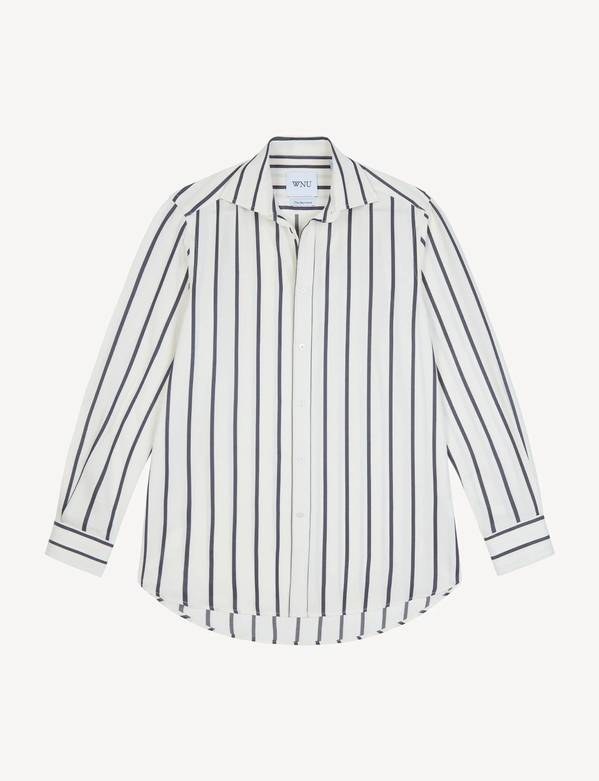 The Boyfriend: TENCEL™ Lyocell, Charcoal Stripe - With Nothing Underneath