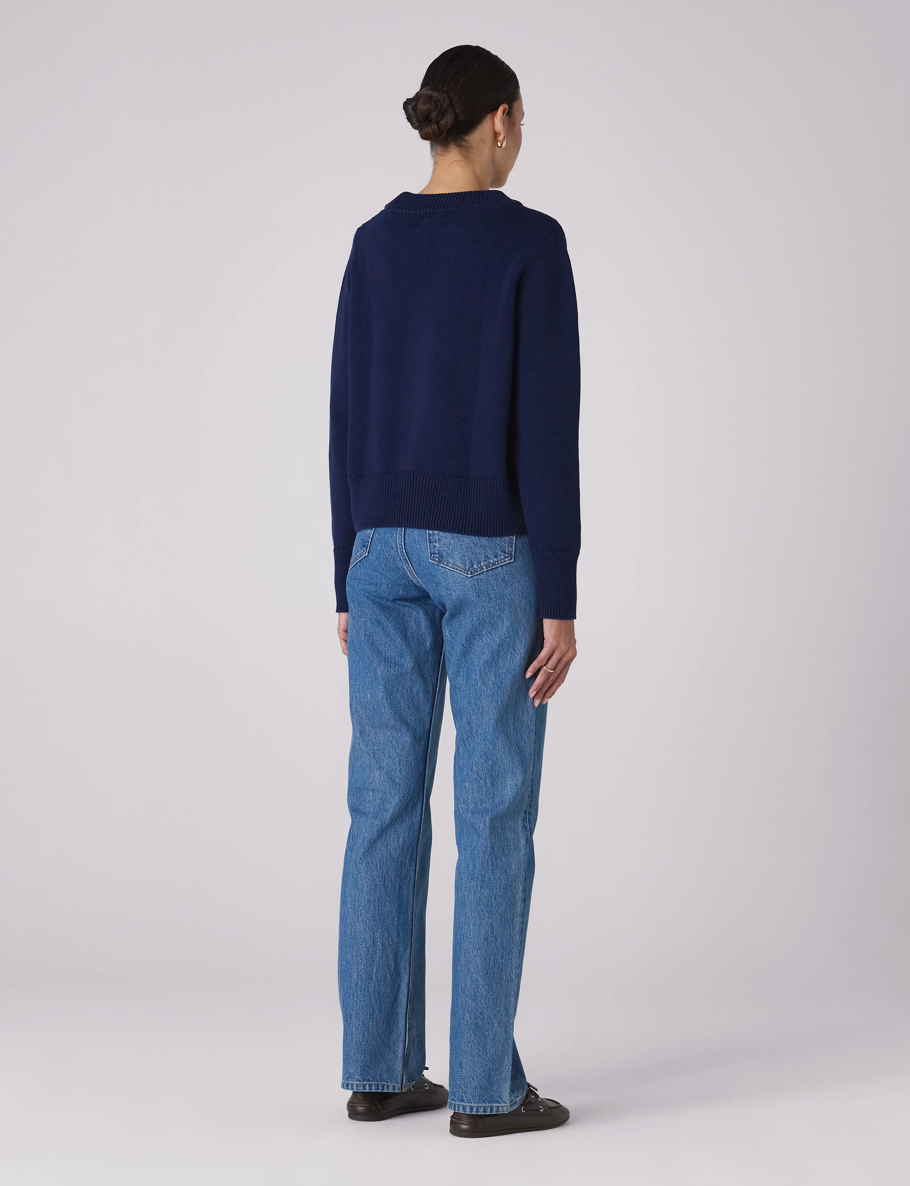 Devon Jumper: Cotton, Navy - With Nothing Underneath