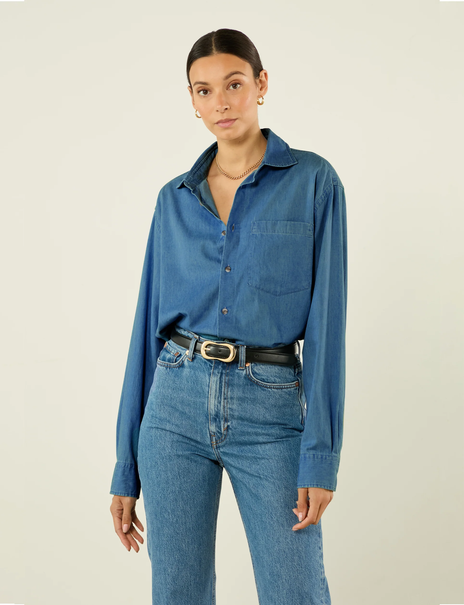 The Oversized: Chambray, Blue - With Nothing Underneath