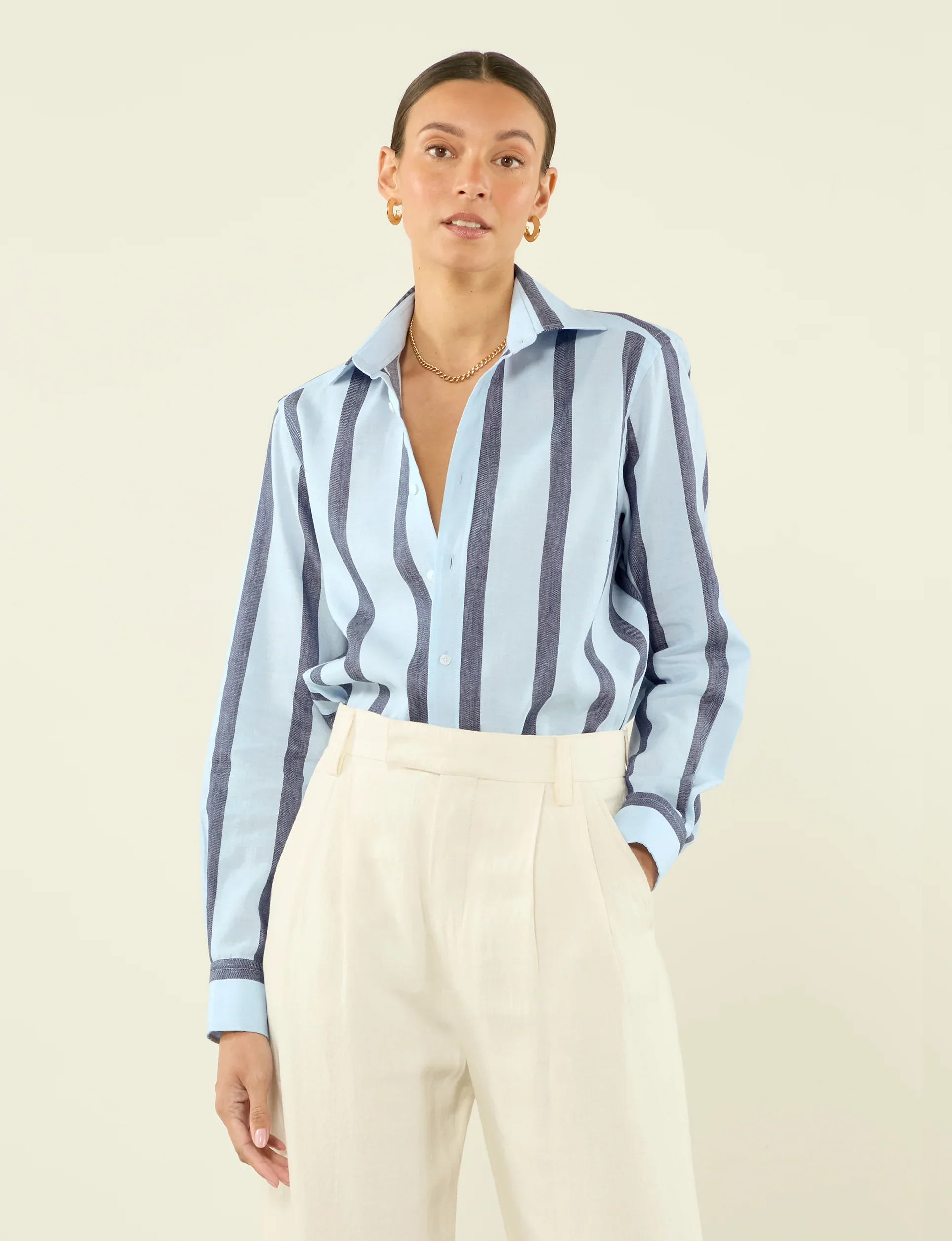 The Boyfriend: Weave, Blue and Navy Stripe - With Nothing Underneath