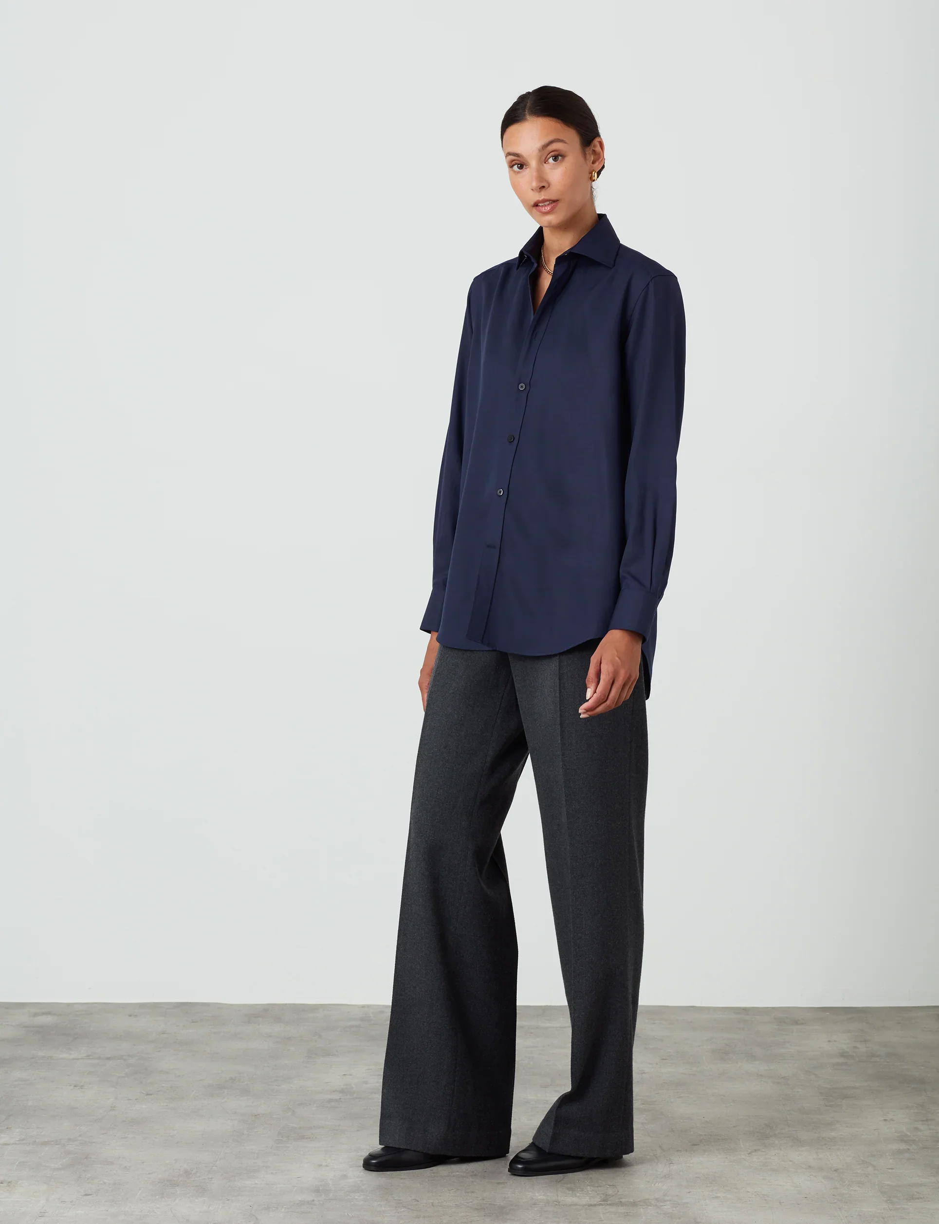 The Boyfriend: TENCEL™ Lyocell, Navy Blue - With Nothing Underneath