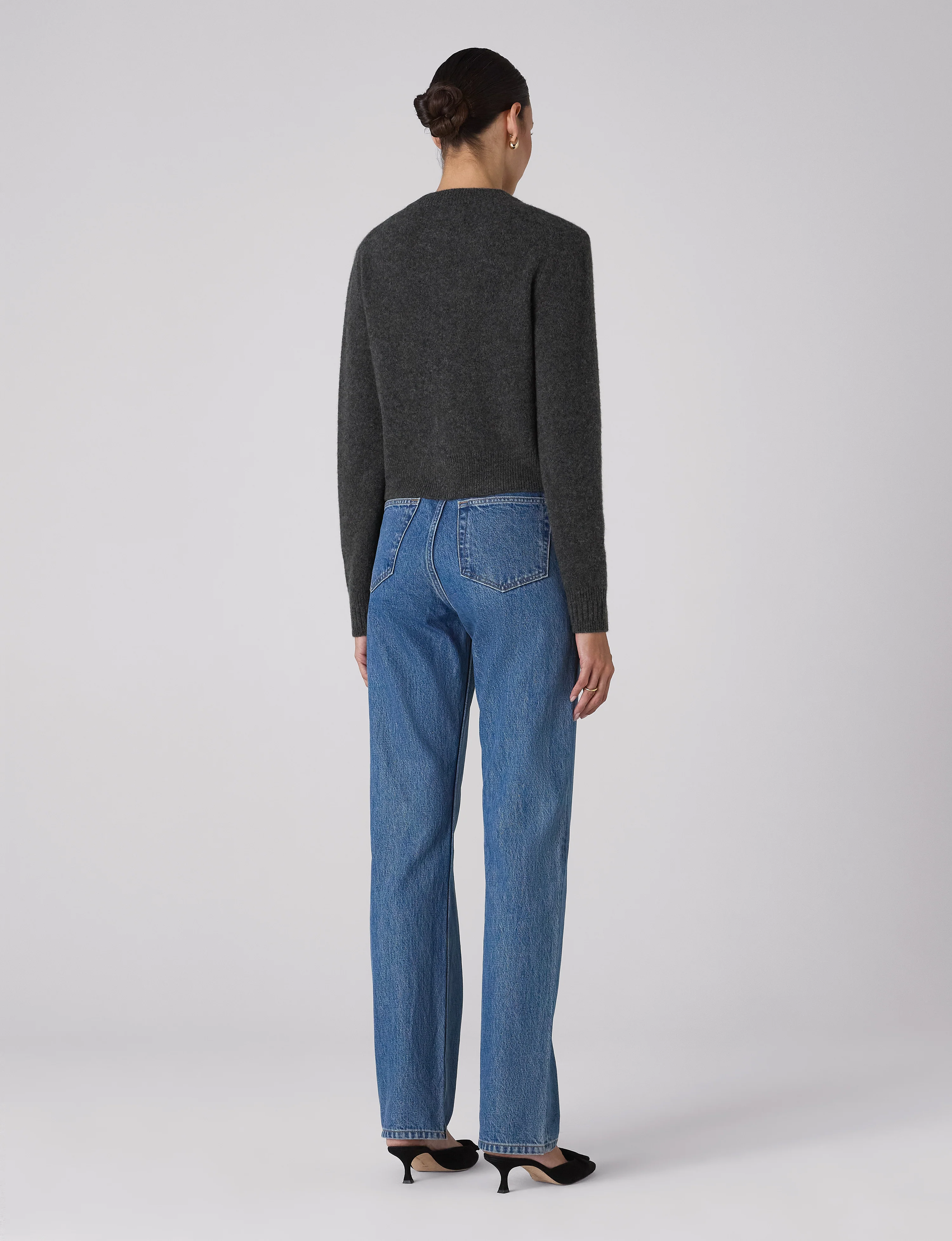 Jura Cardigan: Yak Wool, Dark Grey Melange - With Nothing Underneath